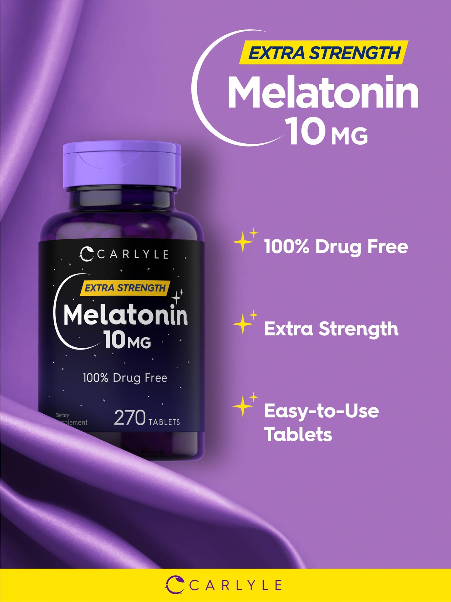 Carlyle Melatonin 10mg with L-Theanine Tablets, 270 Count