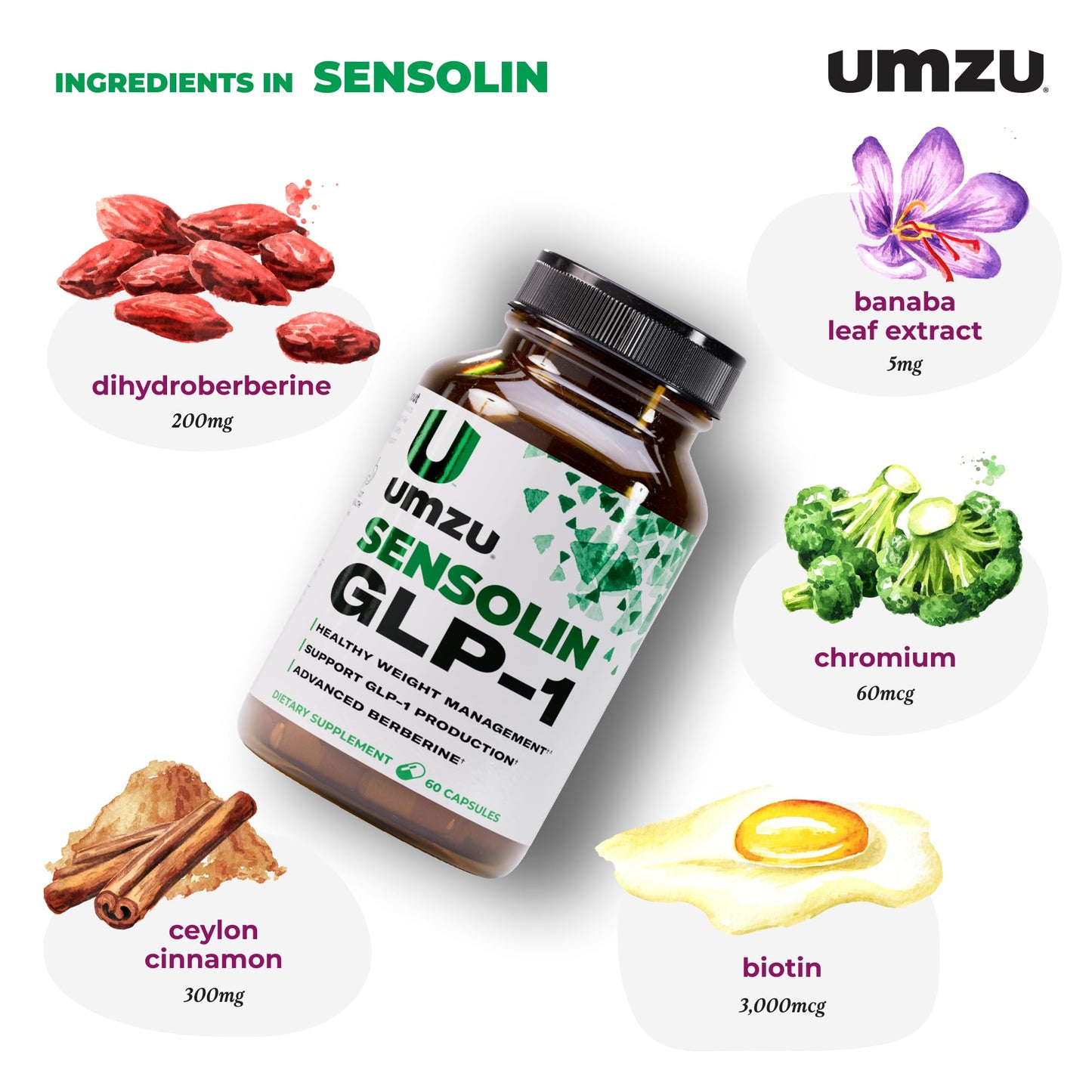 UMZU Sensolin GLP-1 Support Capsule, 60 Count