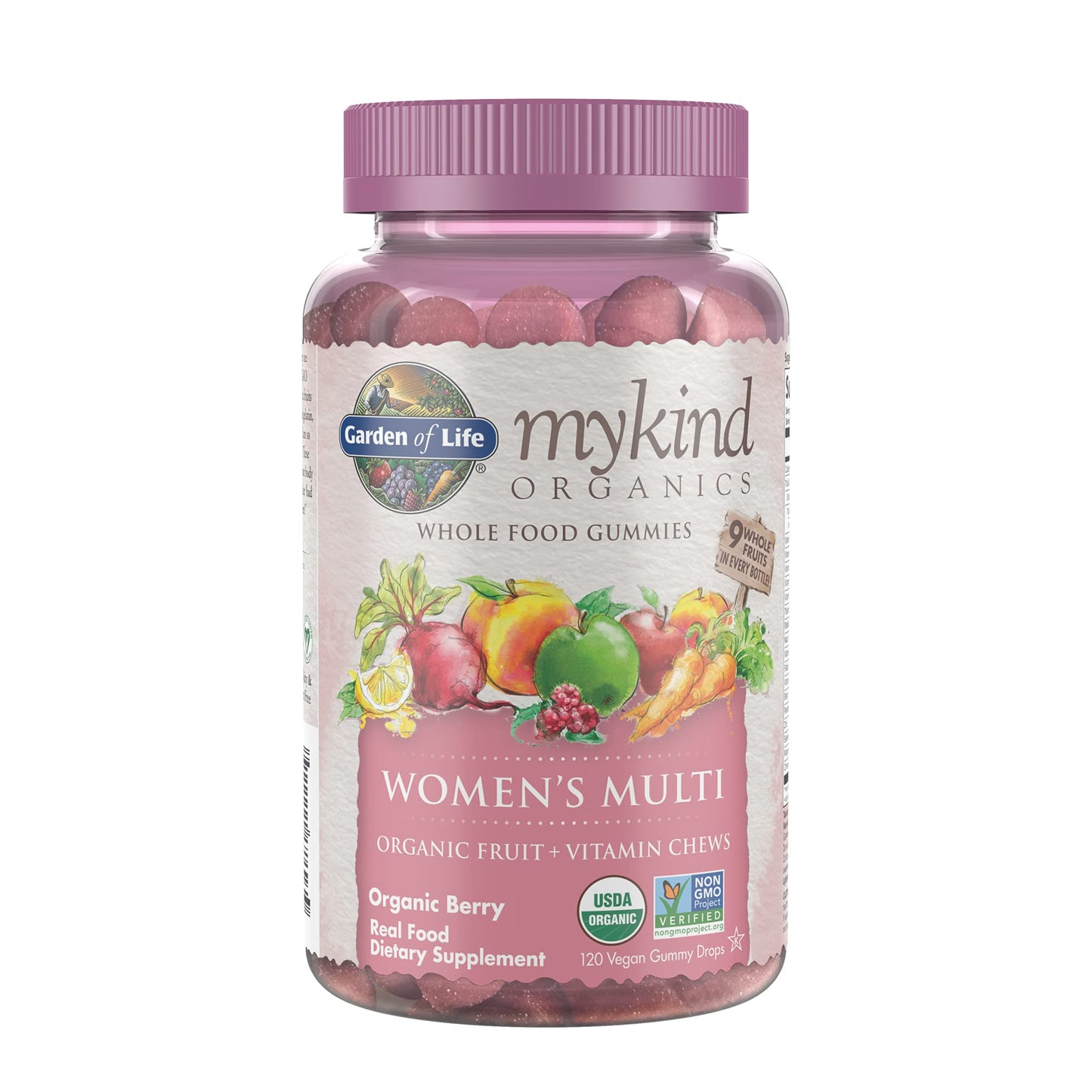 Garden of Life Organics Women's Gummy Vitamins Berry, 120 Count