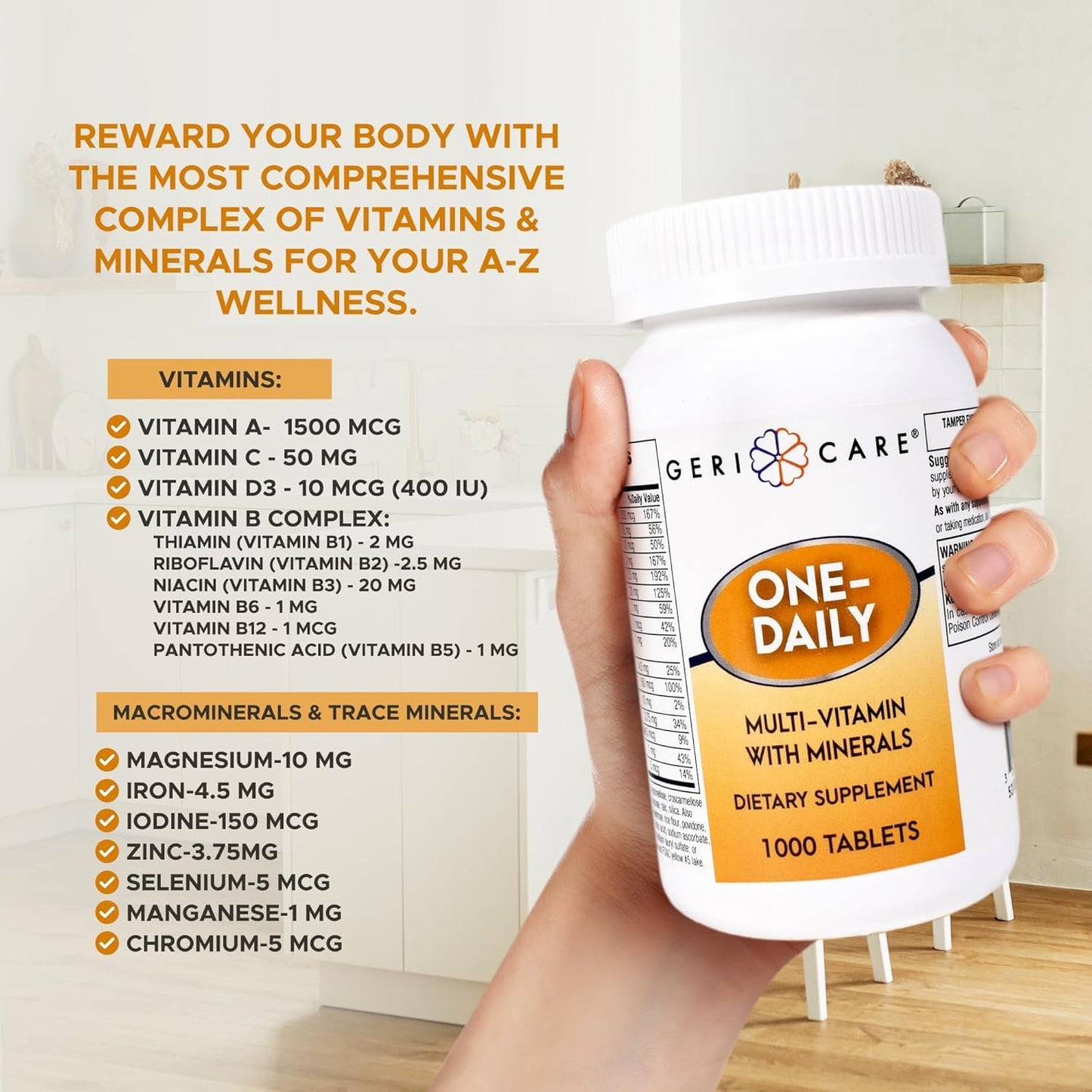 GeriCare One-Daily Multivitamins with Minerals for Men & Women Tablets 1000