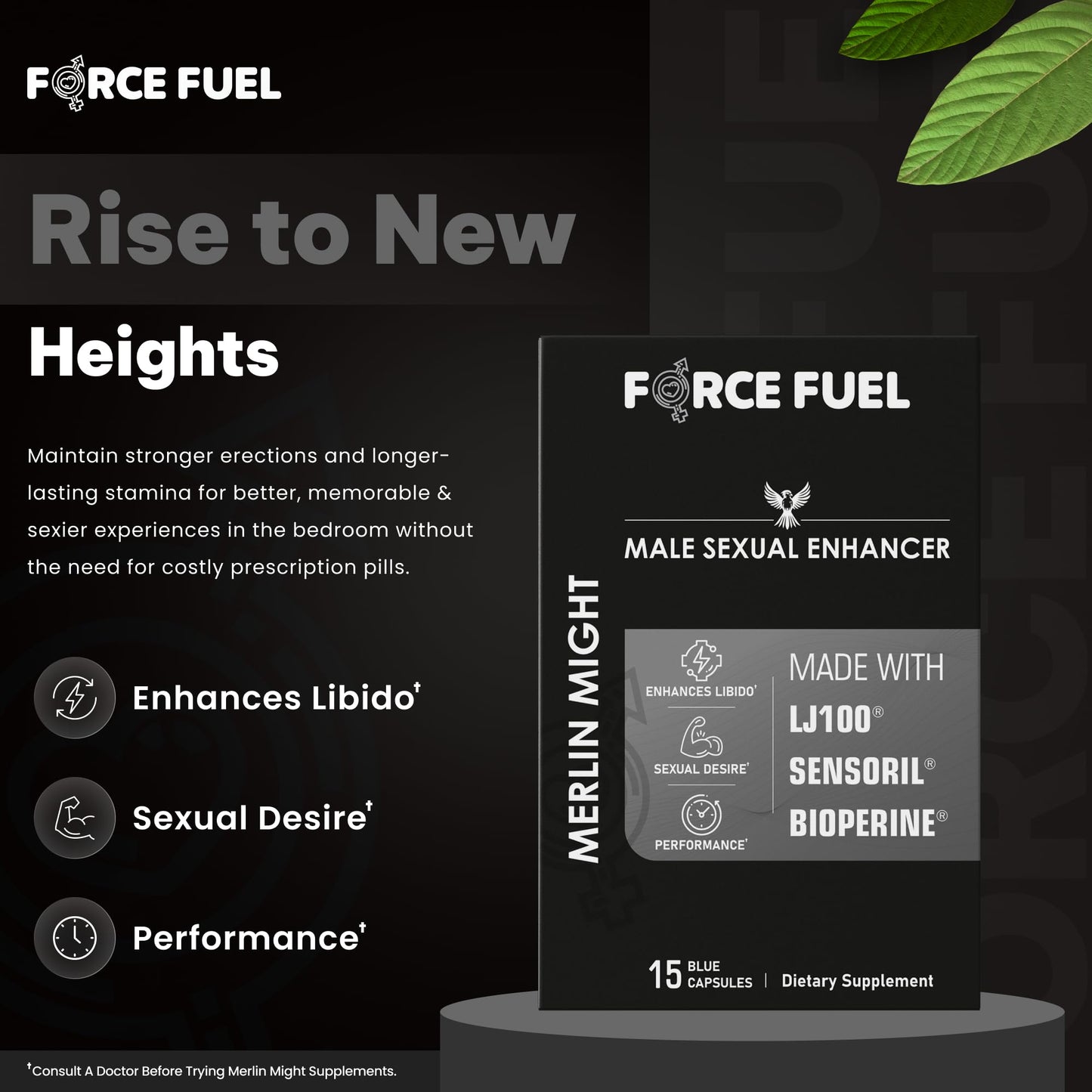FORCE FUEL Merlin Might Sex Pills for Men Capsule 15 Count