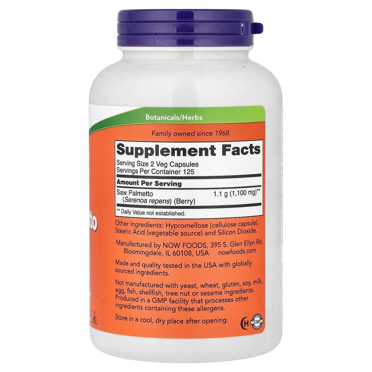 NOW Foods Saw Palmetto 550mg Capsule, 250 Vcaps