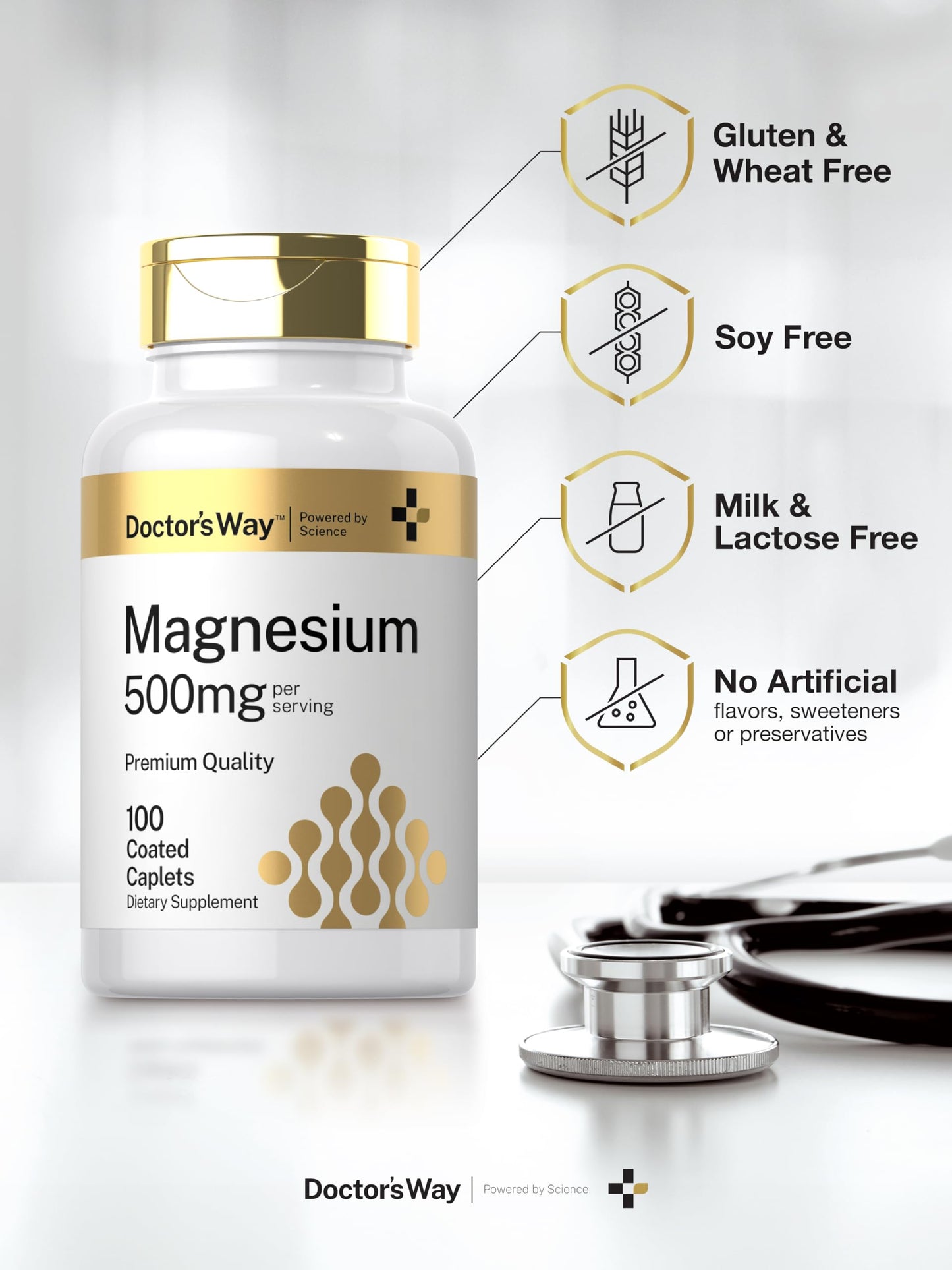 Doctor's Way Magnesium Supplement 500mg Caplets 100 Count