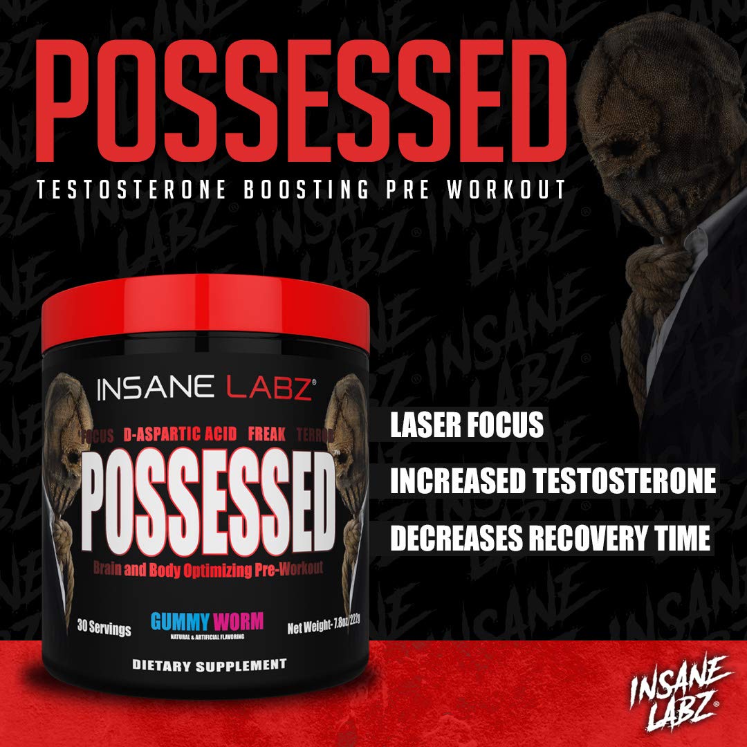 Insane Labz Possessed Low Stimulant Testosterone-Boosting Pre Workout Powder, 7.8 oz, 30 Servings