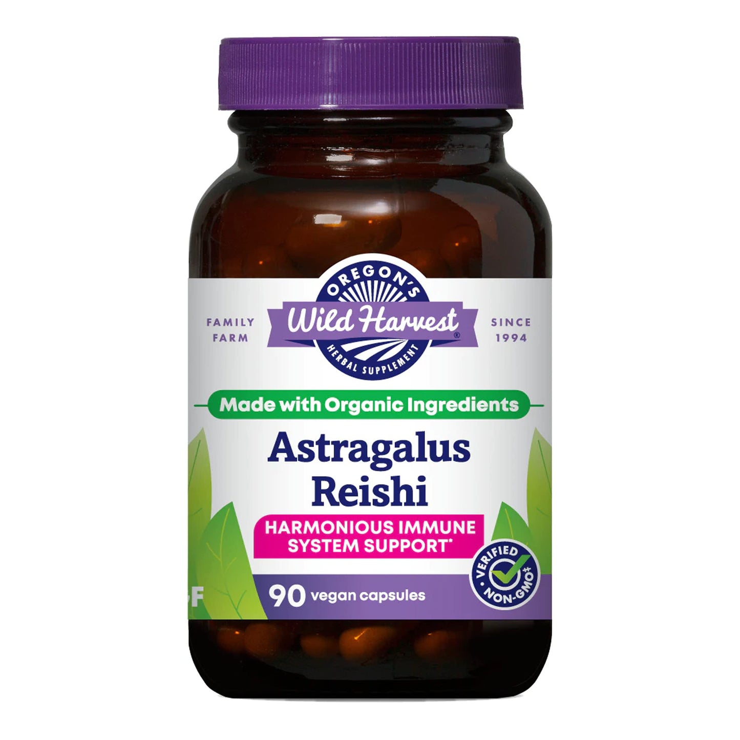 Oregon's Wild Harvest Astragalus Reishi Organic Herbal Supplement Capsule, 90 Count