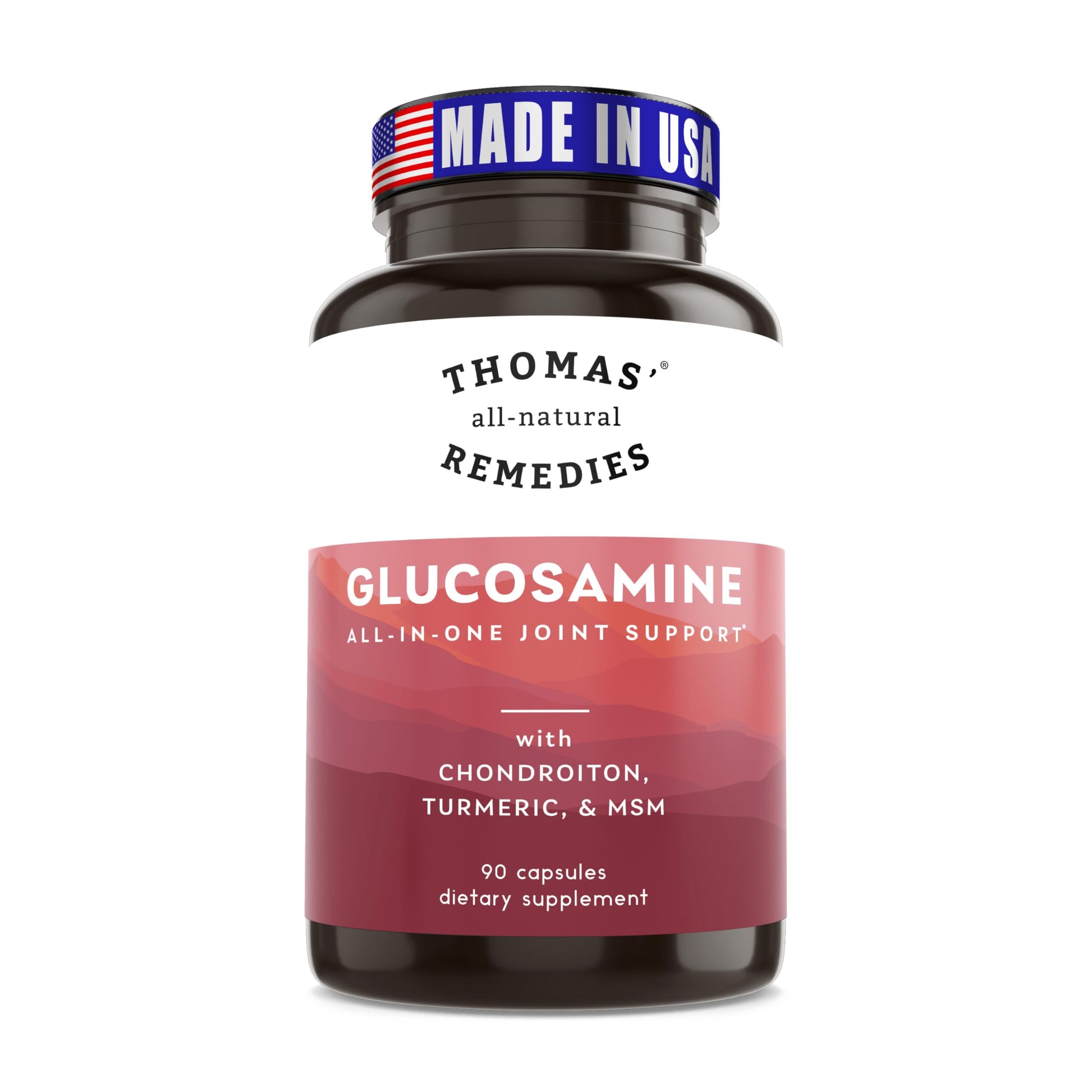 Thomas' all-natural Remedies Glucosamine Chondroitin Joint Support with MSM Capsules, 90 Count