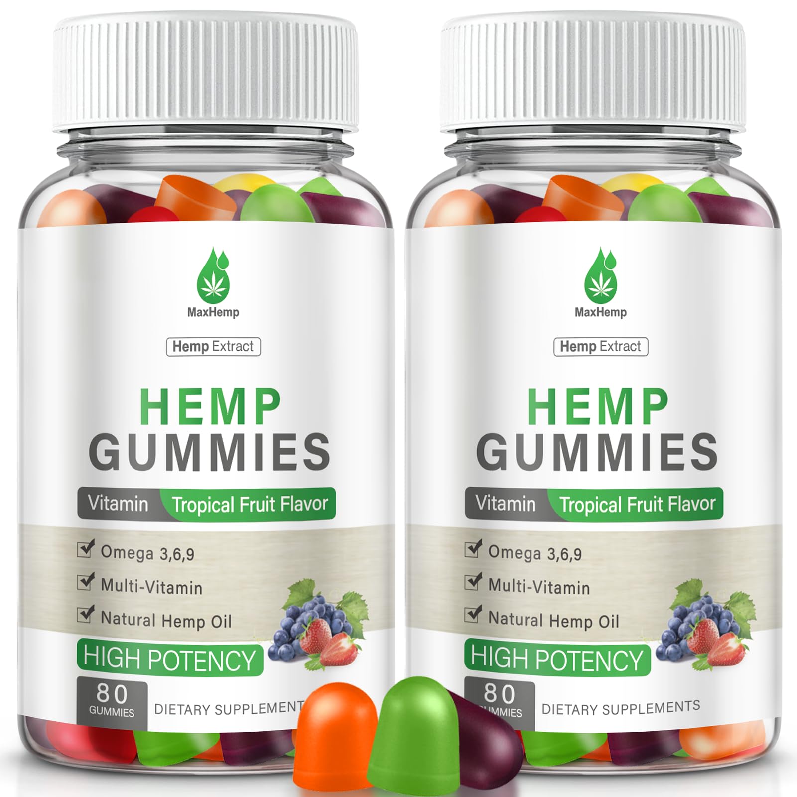 MaxHemp Hemp Gummies for Sleep, Pain, Anxiety - High Potency with Pure Natural Hemp Oil - Adults, Vegan Sugar Free, 160 Gummies
