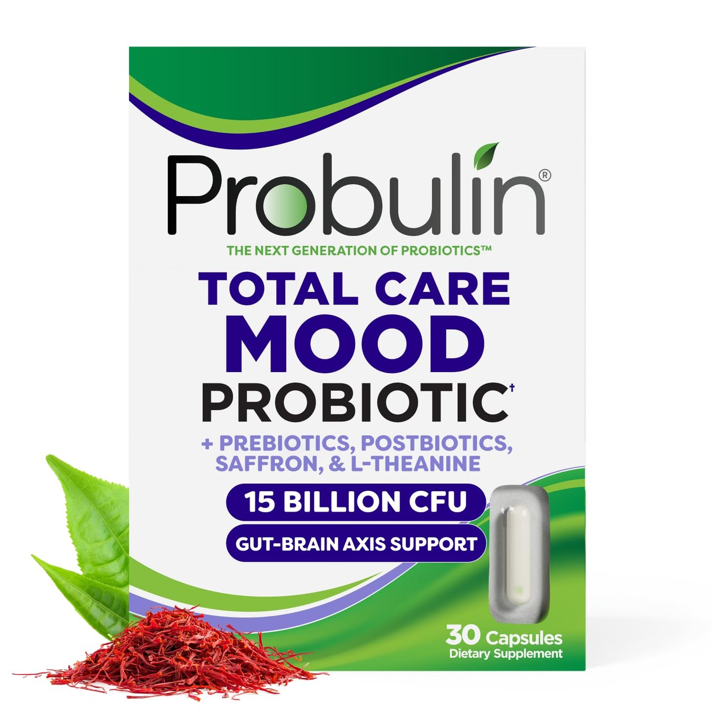 Probulin Mood Probiotics for Women with Saffron, L-Theanine, Probiotic, Prebiotic, Postbiotic Capsules, 30 Capsules