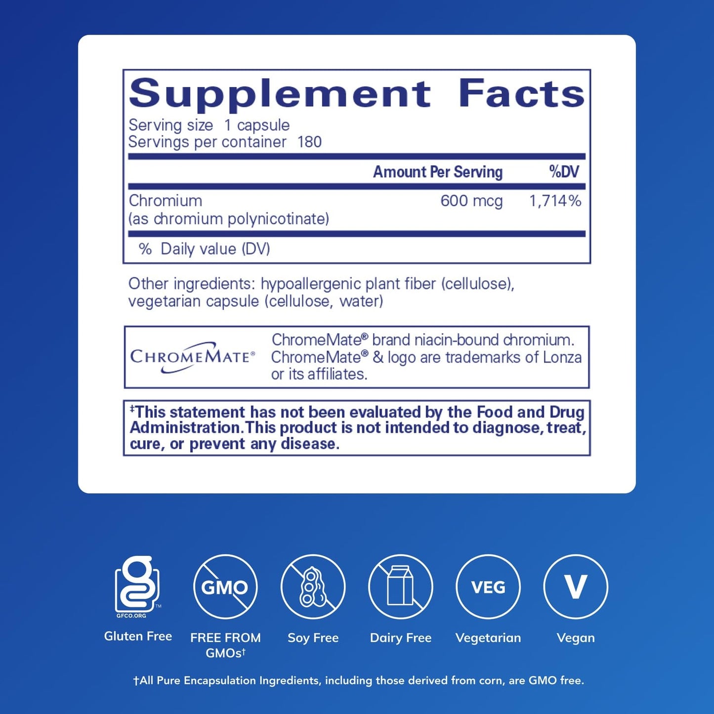 Pure Encapsulations ChromeMate GTF 600 Capsules, 180 Count