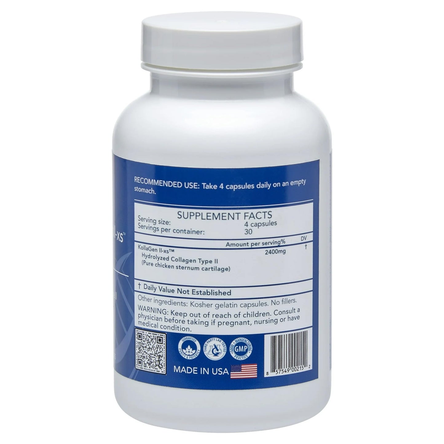 Longevity by Nature KollaGen II-XS Collagen Type II 120 Capsules