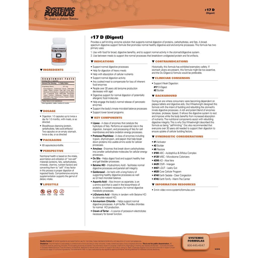 Systemic Formulas D - Digest Capsule, 60 Capsules