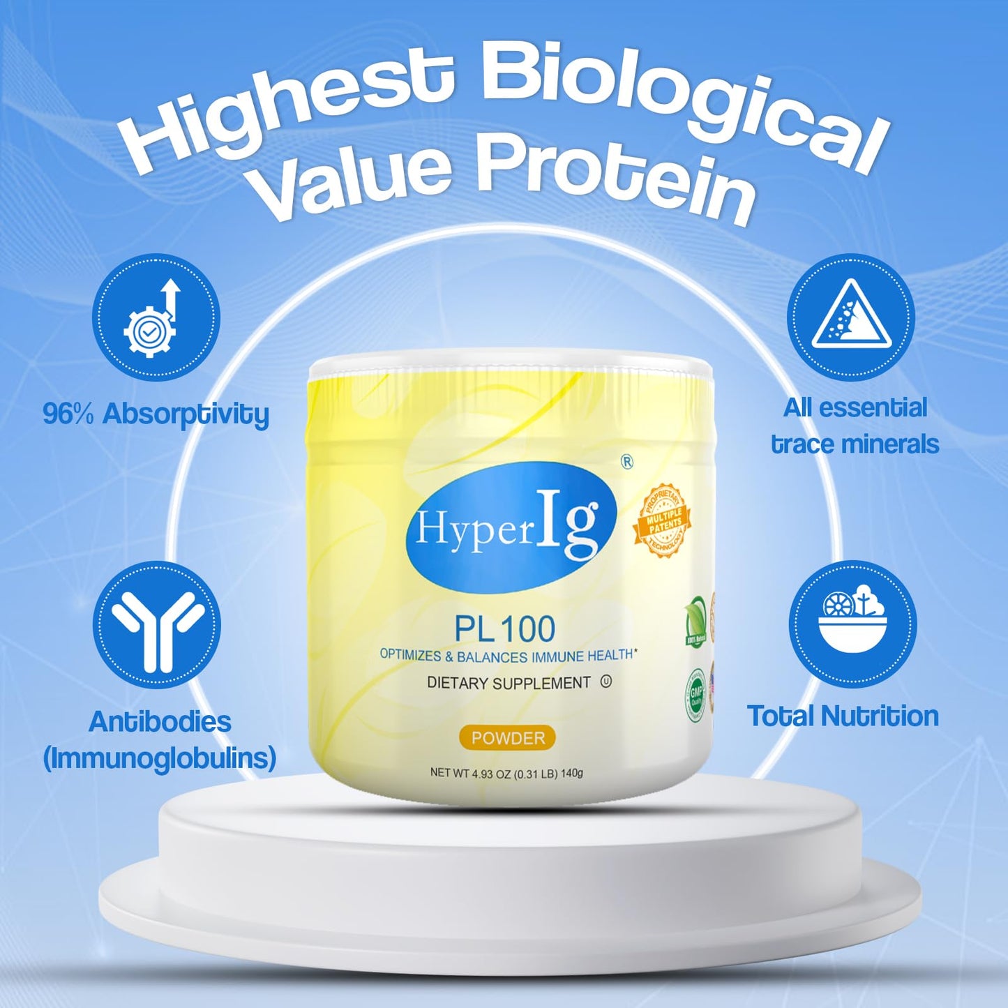 HYPERIG PL-100 Egg Protein Powder, 12 Canisters