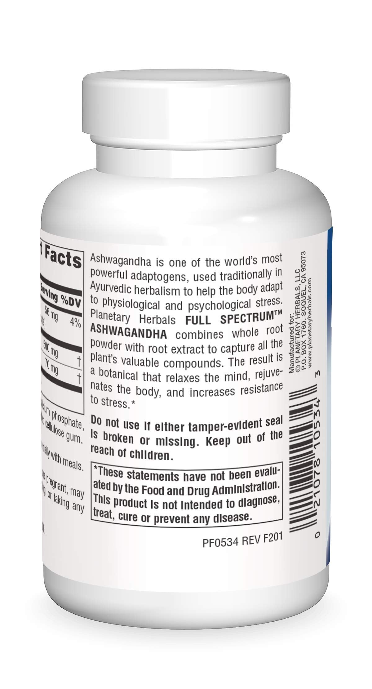 Planetary Herbals Ashwagandha Full Spectrum 570 mg Rejuvenating Tonifier Tablet, 60 Tablets