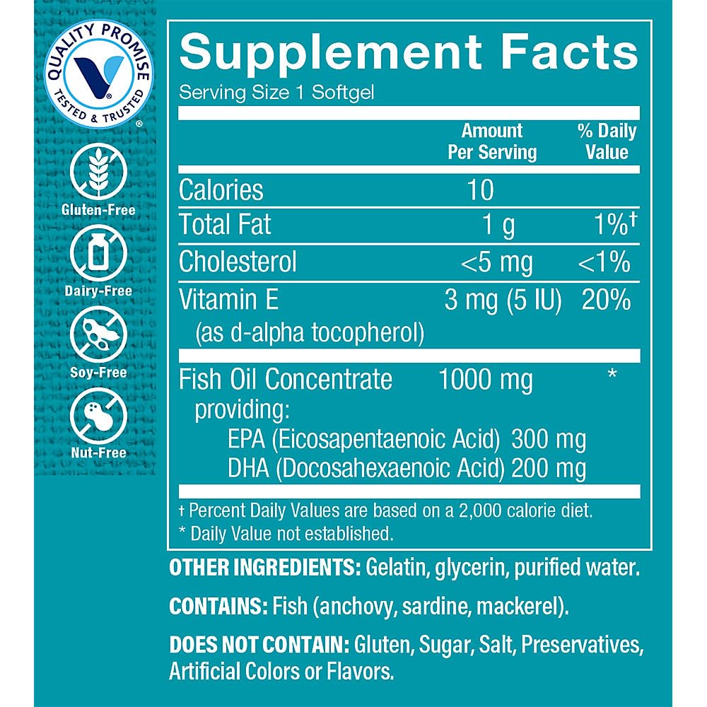 The Vitamin Shoppe Omega 3 Fish Oil 1000 mg Softgels, 240 Softgels