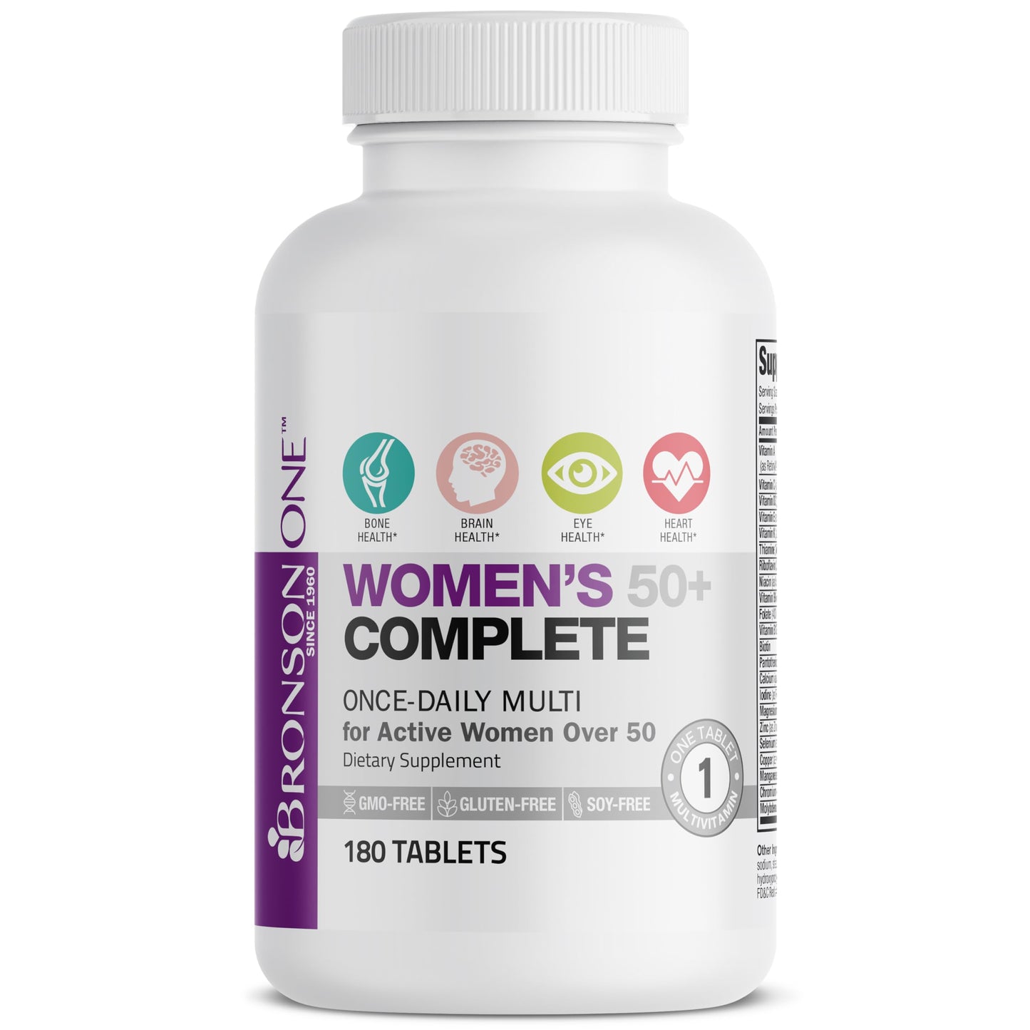 Bronson ONE Daily Women 50+ Complete Multivitamin Multimineral Tablets, 180 Tablets