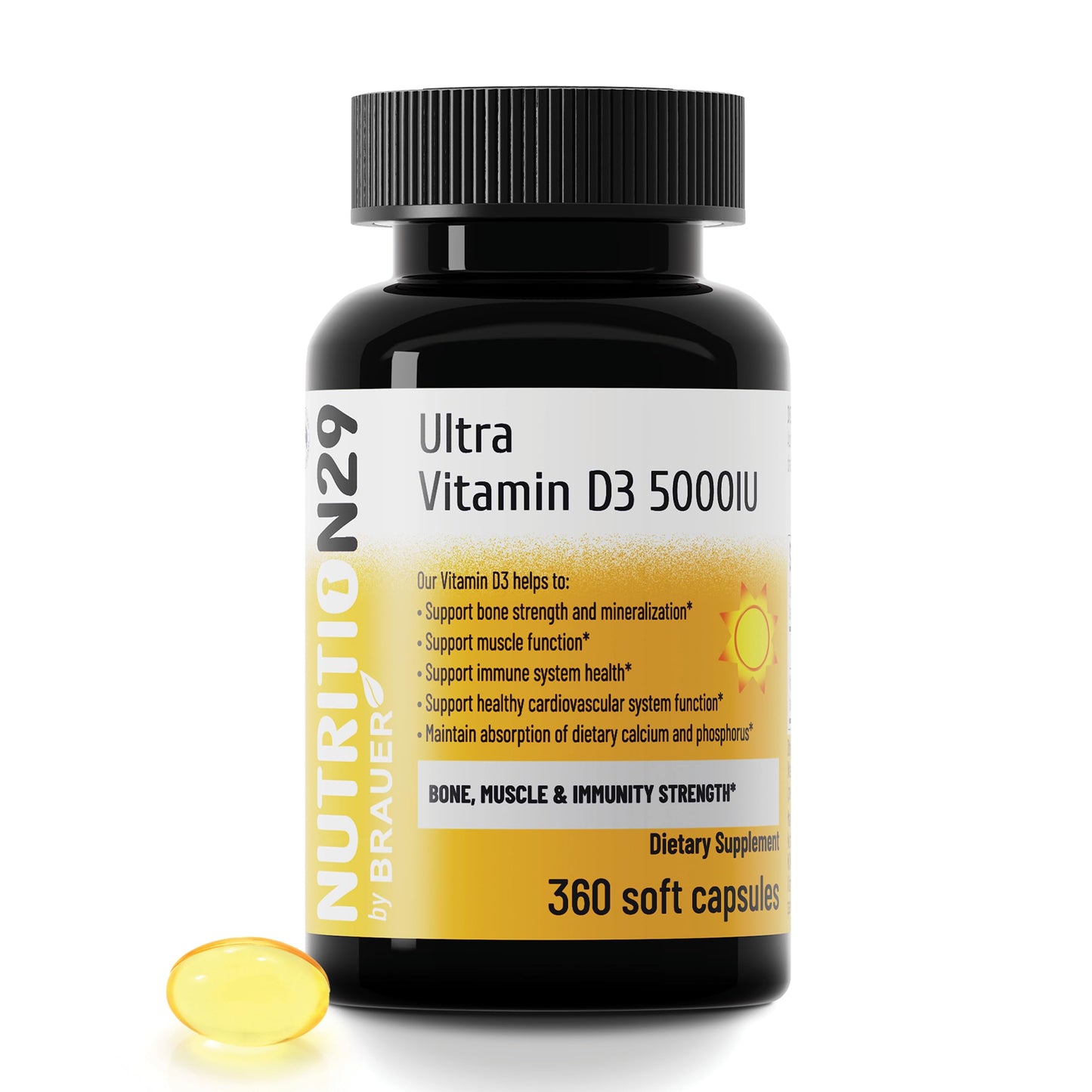 NUTRITION29 Vitamin D3 5000 IU (125 mcg) Softgels, 360 ct