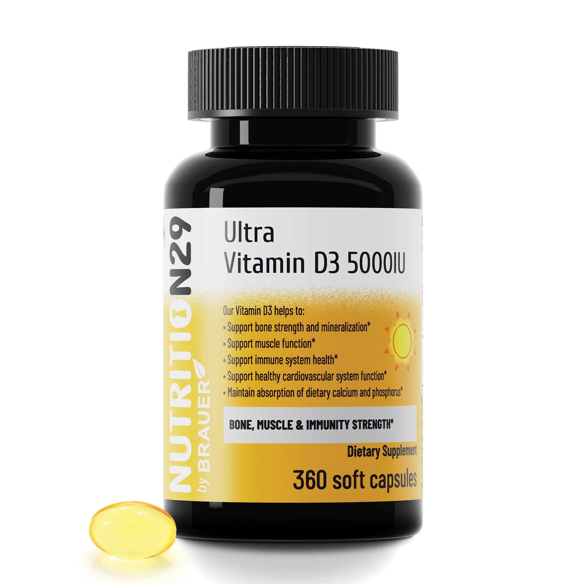 NUTRITION29 Vitamin D3 5000 IU (125 mcg) Softgels, 360 ct