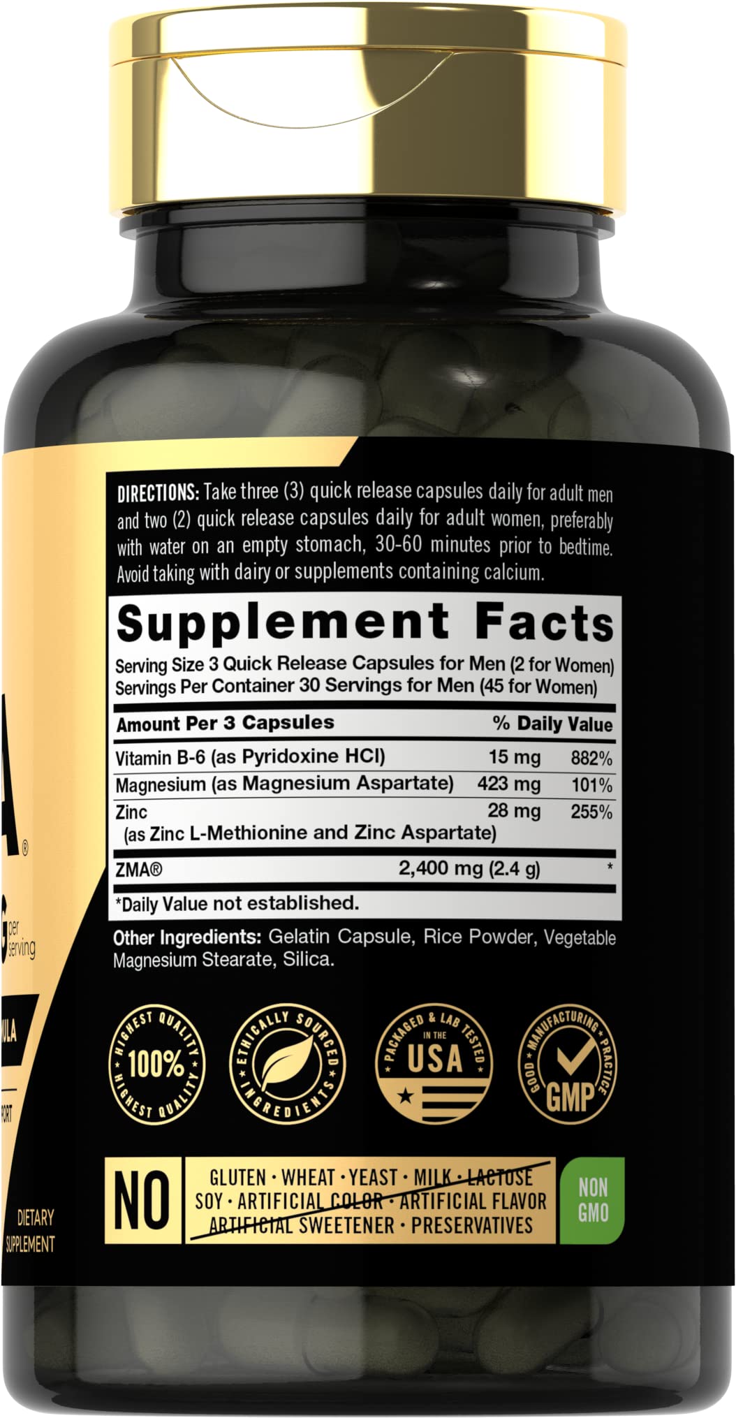 Carlyle ZMA Supplement for Men and Women Capsule 90 Count