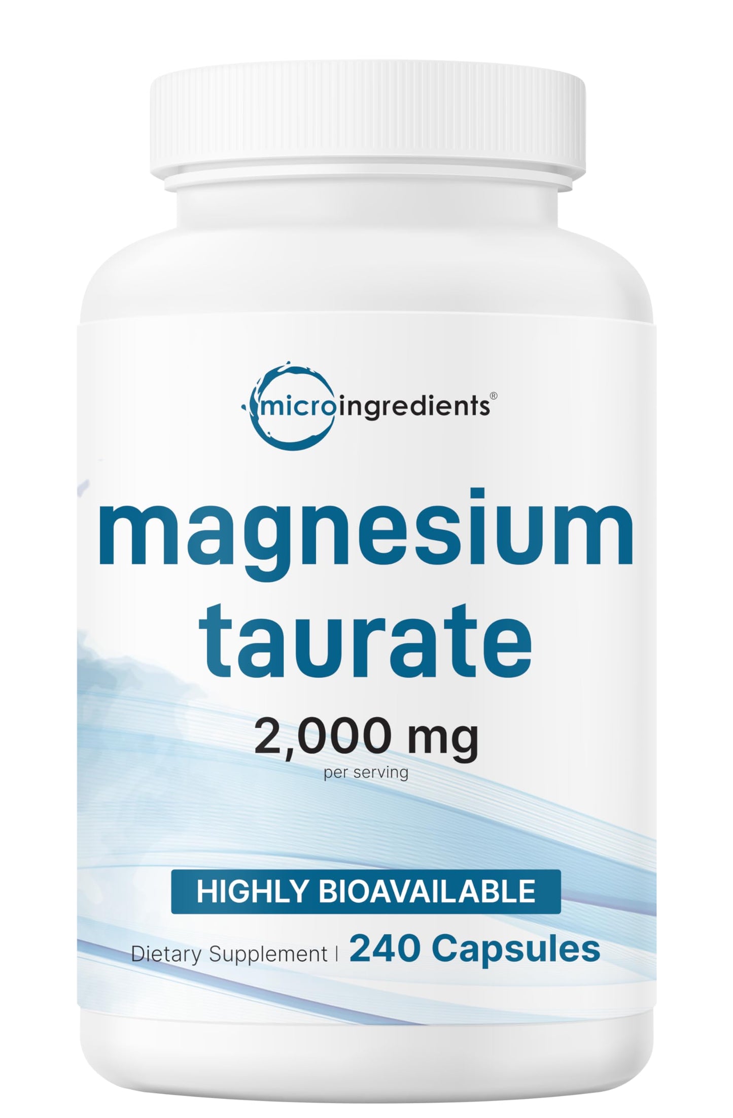 Micro Ingredients Magnesium Taurate 2,000mg Capsules, 240 Count