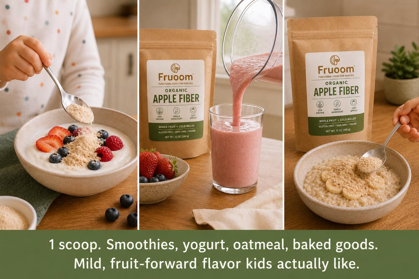 Fruoom Organic Apple Fiber Powder 12 Ounces