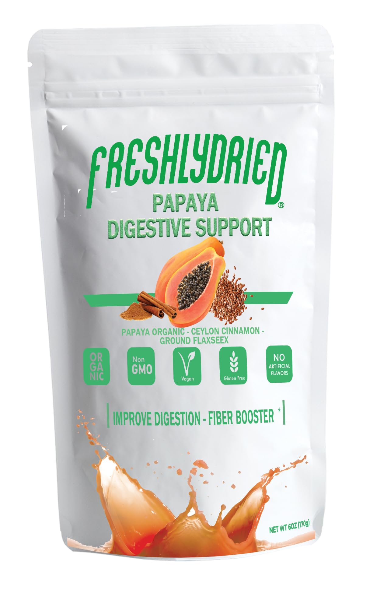 Freshlydried Papaya Digestive Supplement Powder, 6 Ounce