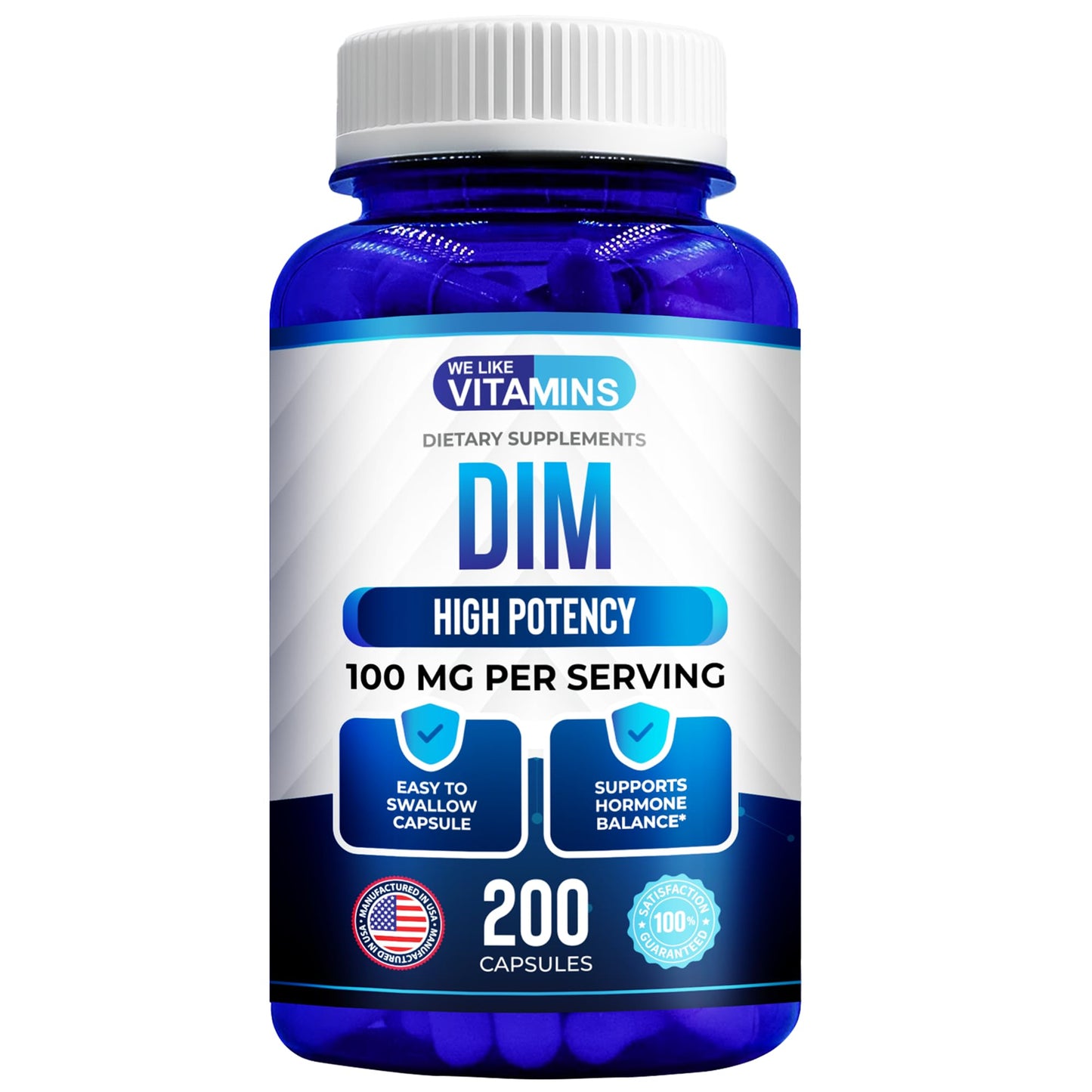 We Like Vitamins DIM 100mg Diindolylmethane DIM Supplement for Hormone Support Capsules 200