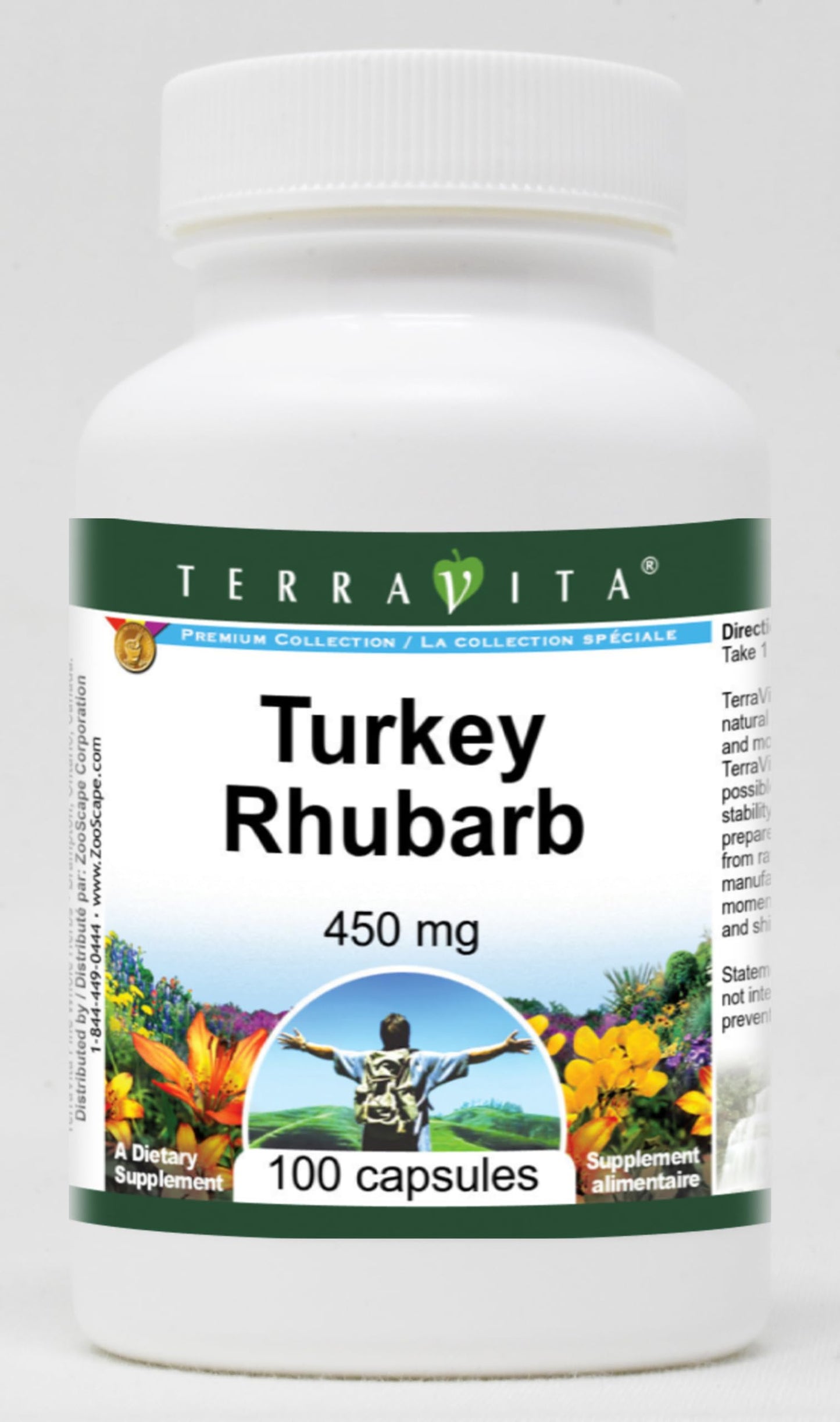 Terravita Turkey Rhubarb 450 mg Capsules, 100 Count