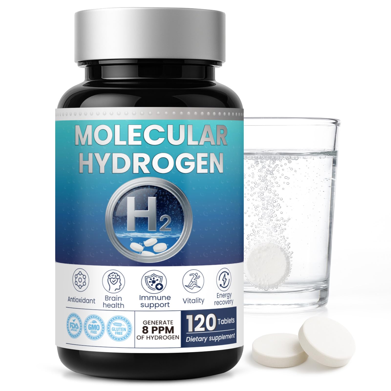 SHANDR Hydrogen Water Tablets with Magnesium H2 Molecular, 120 Tablets