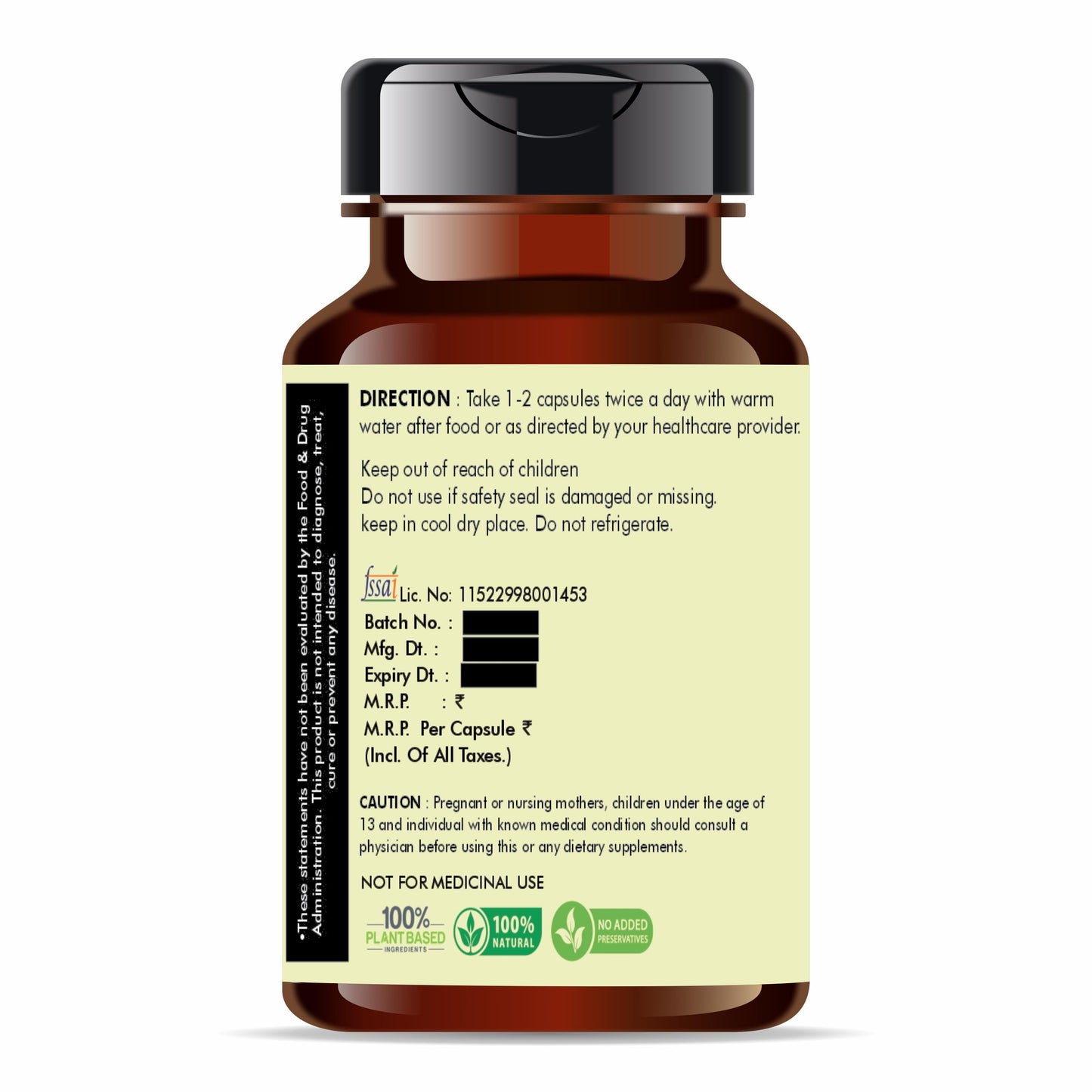 AYURVEDASHREE Tulsi Extract 500mg Capsule, 60 Count