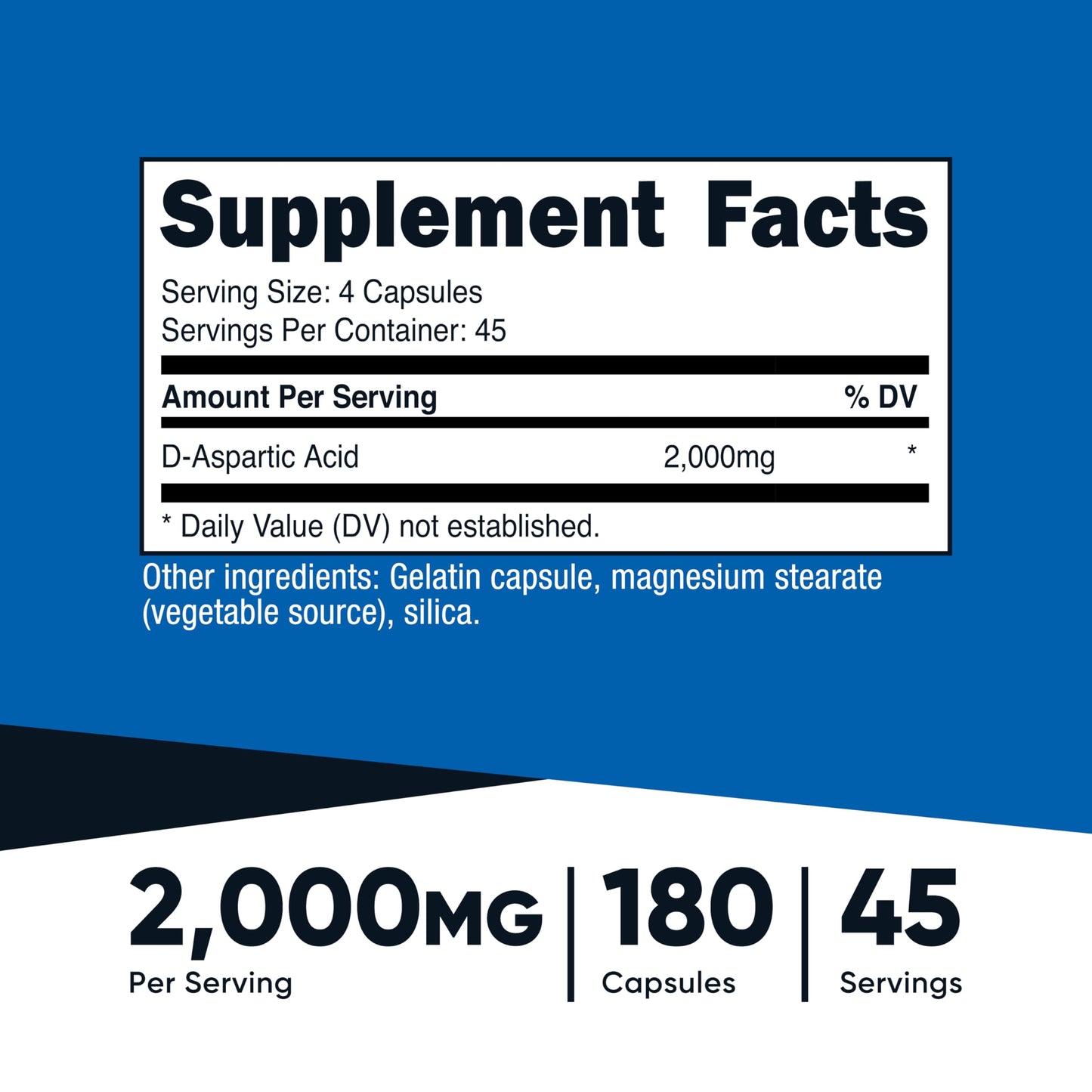 Nutricost D-Aspartic Acid (DAA) Capsules, 180 Capsules