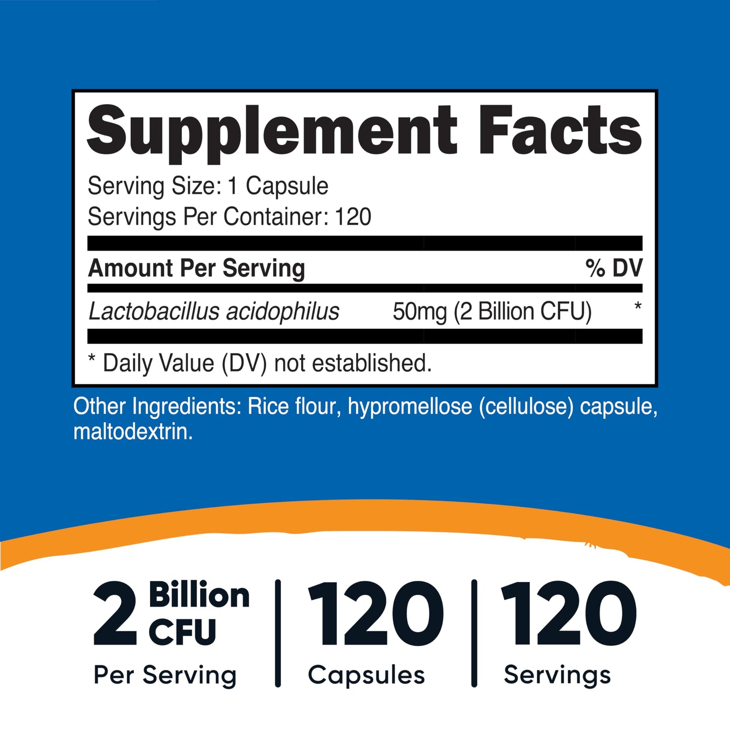 Nutricost Lactobacillus Acidophilus (2 Billion CFU) Capsule, 120 Count