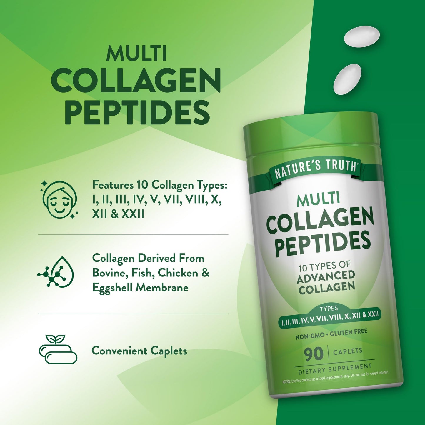 Nature's Truth Multi Collagen Peptide Caplets 90 Count