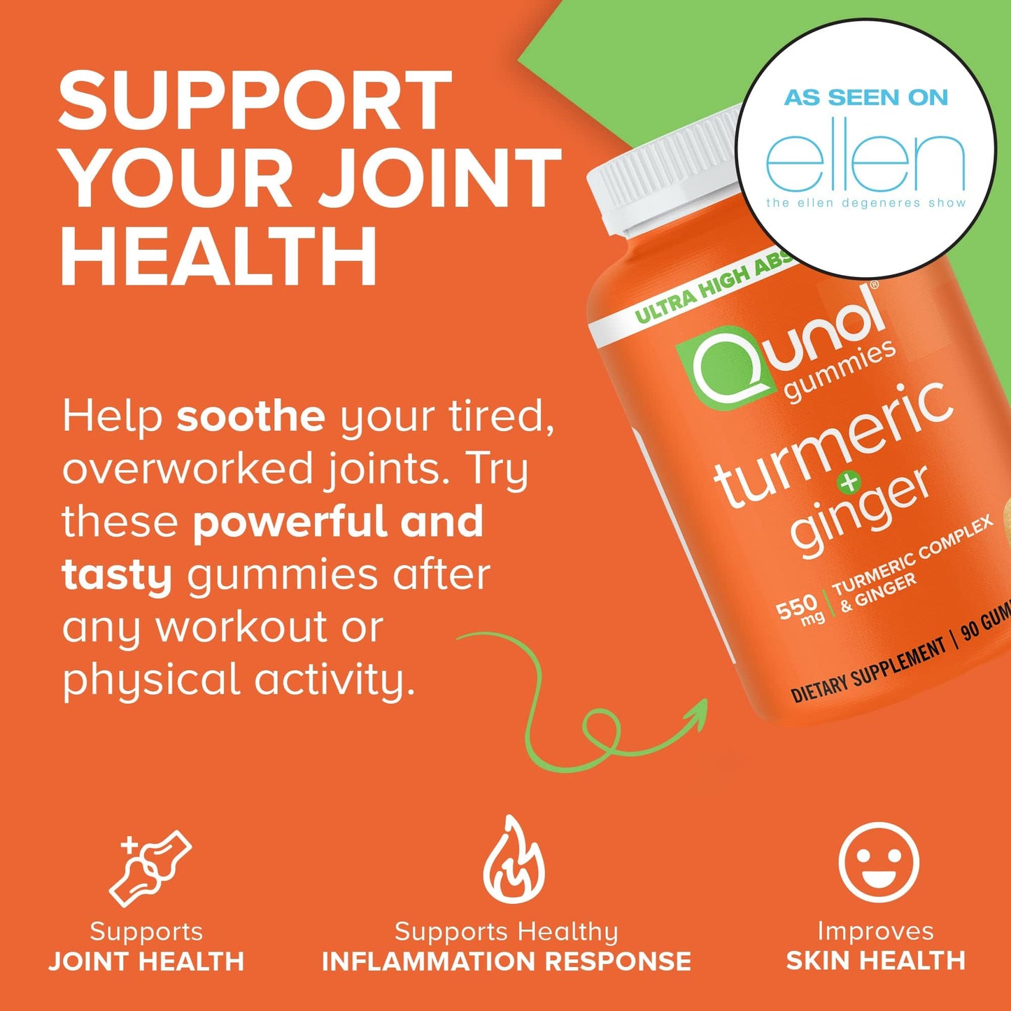 Qunol Turmeric and Ginger Gummies Joint Support 90 Count