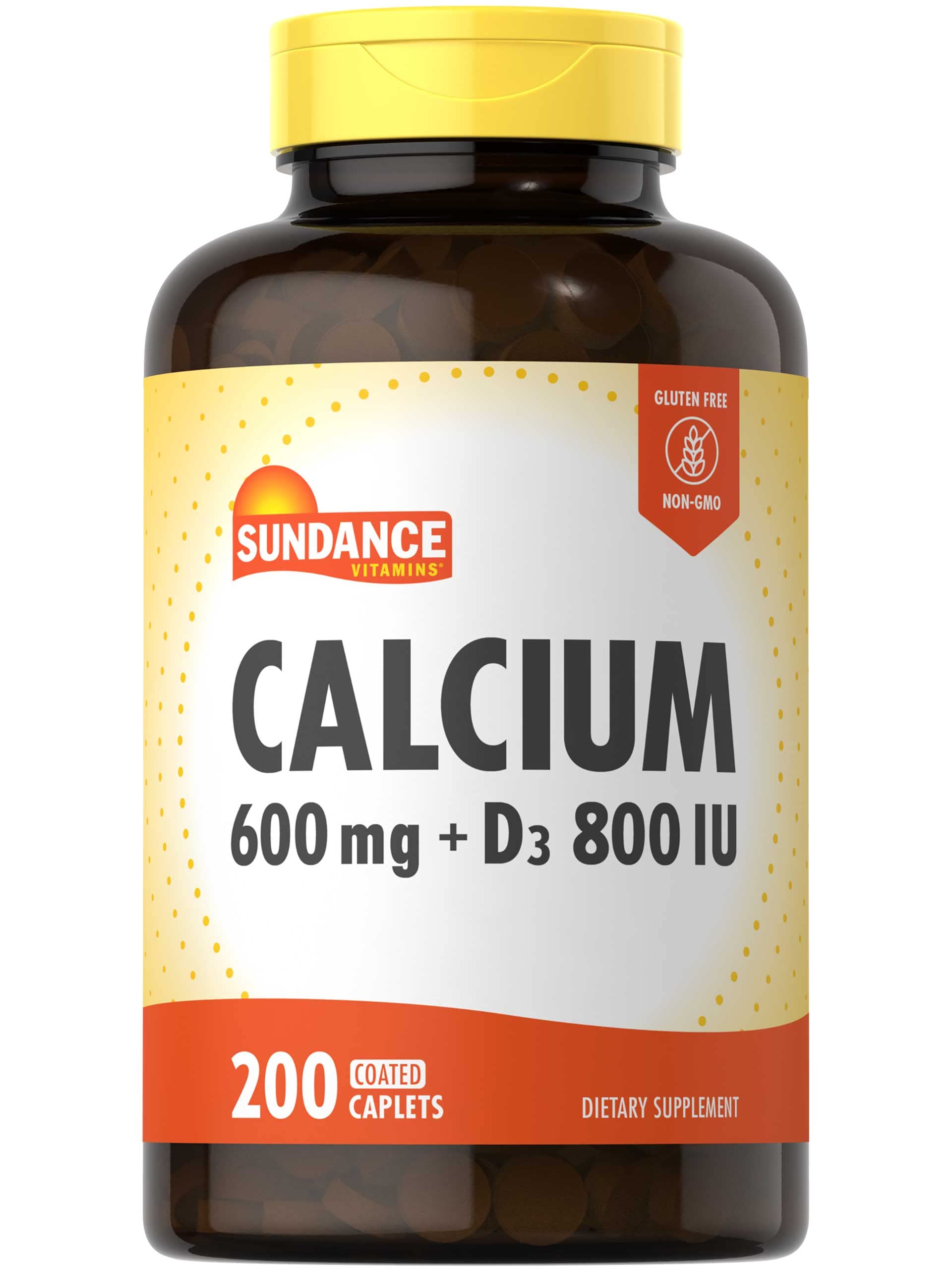 Sundance Calcium with Vitamin D3 600mg Caplets, 200 Count
