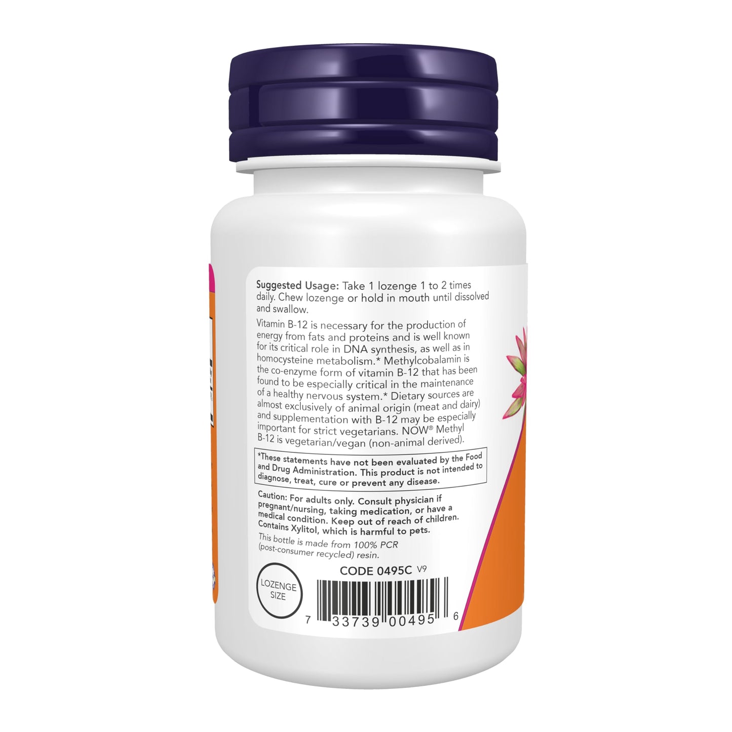 NOW Foods Methyl B-12 (Methylcobalamin) 1,000 mcg Chewable Lozenges, 200 Count