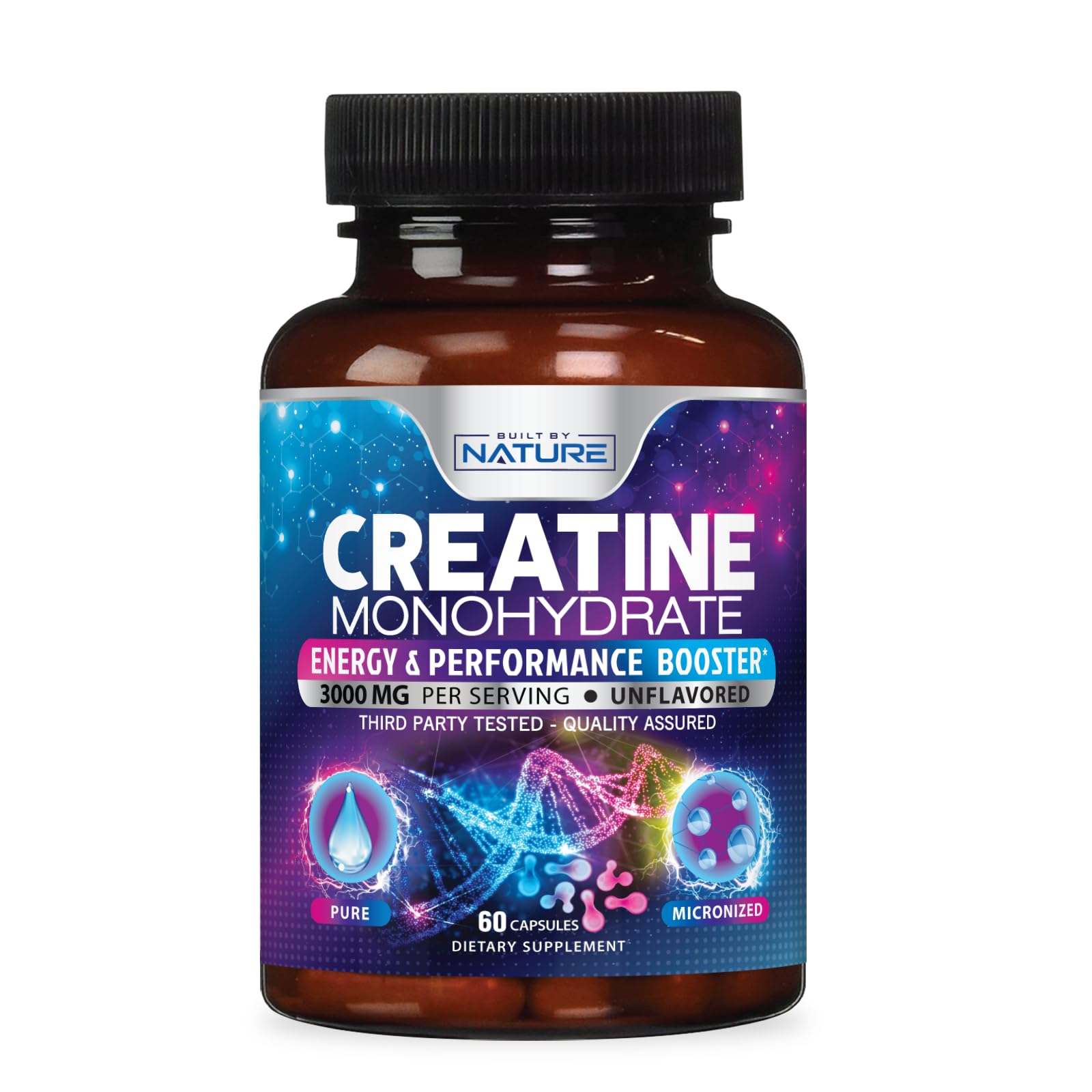 Built by Nature Creatine Monohydrate Capsules, 60 Count
