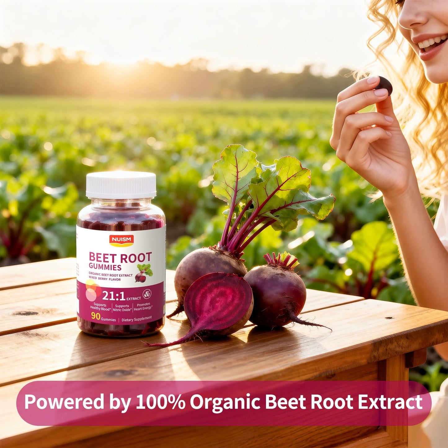 NUISM Organic Beet Root Gummies, 90 Count