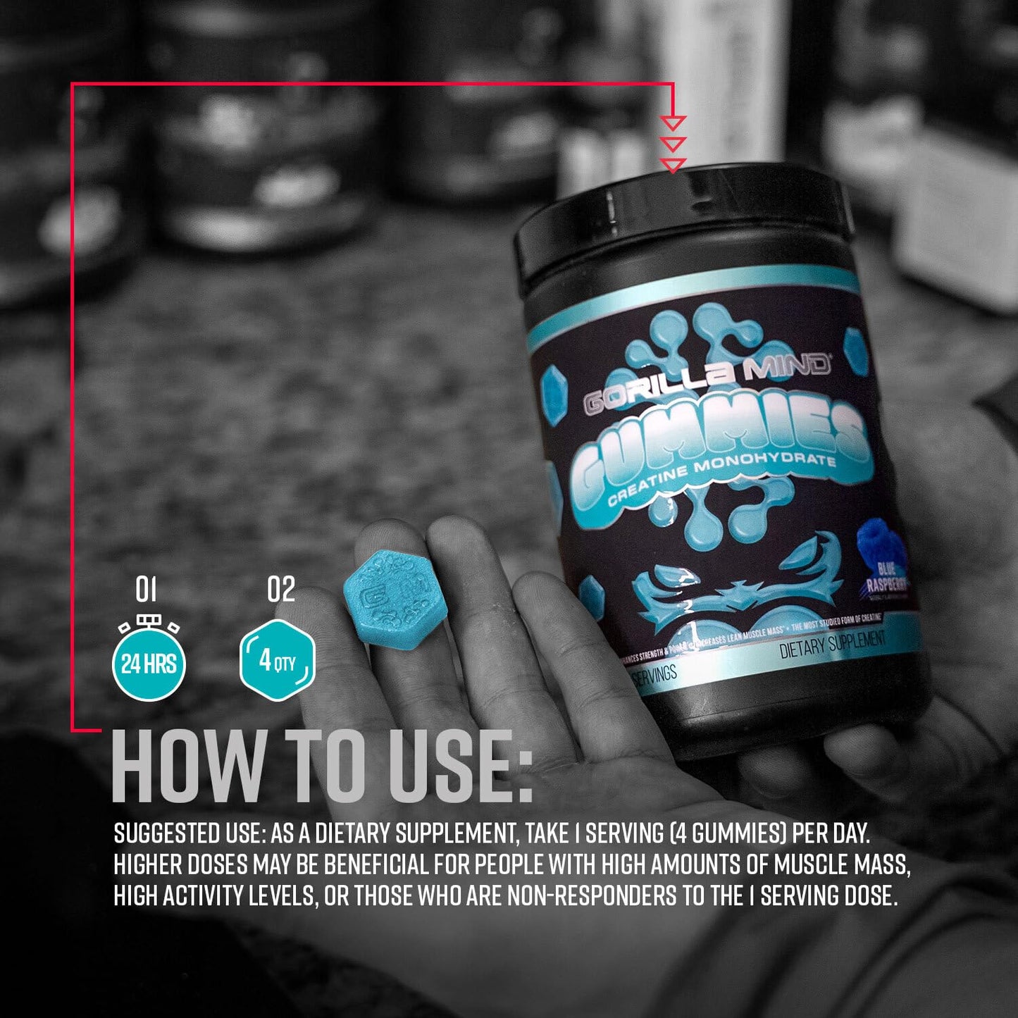 Gorilla Mind Creatine Gummies 120 Count