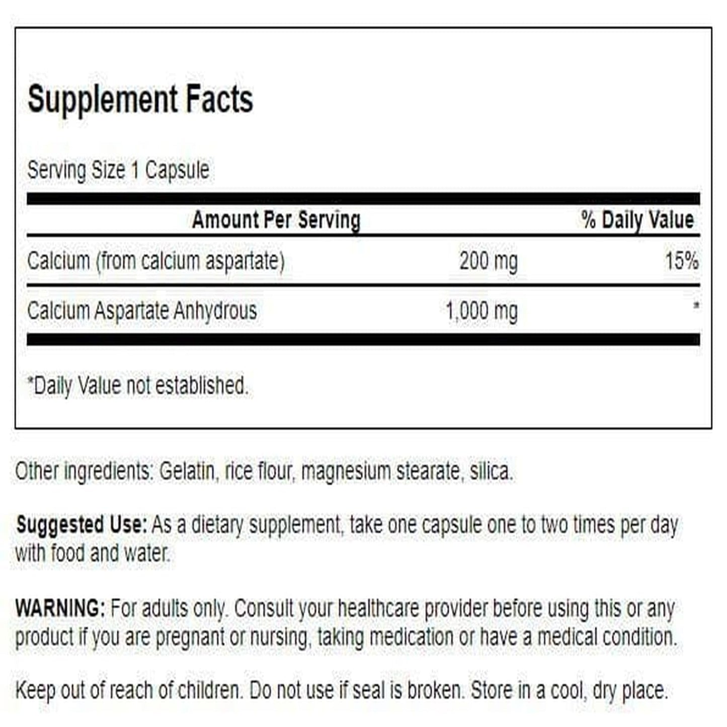 Swanson Calcium Aspartate Capsules 60 Count