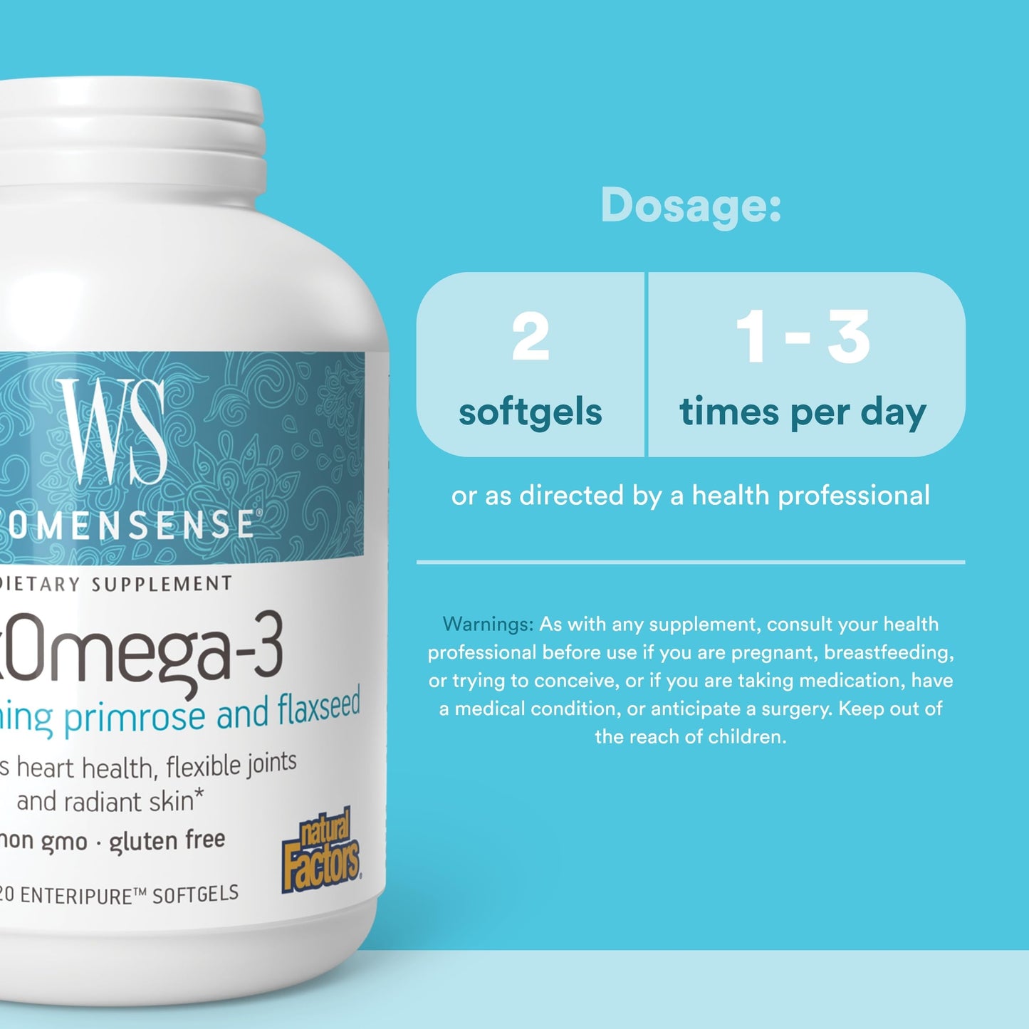 Natural Factors RxOmega-3 Fish Oil with Primrose Oil Softgels 120