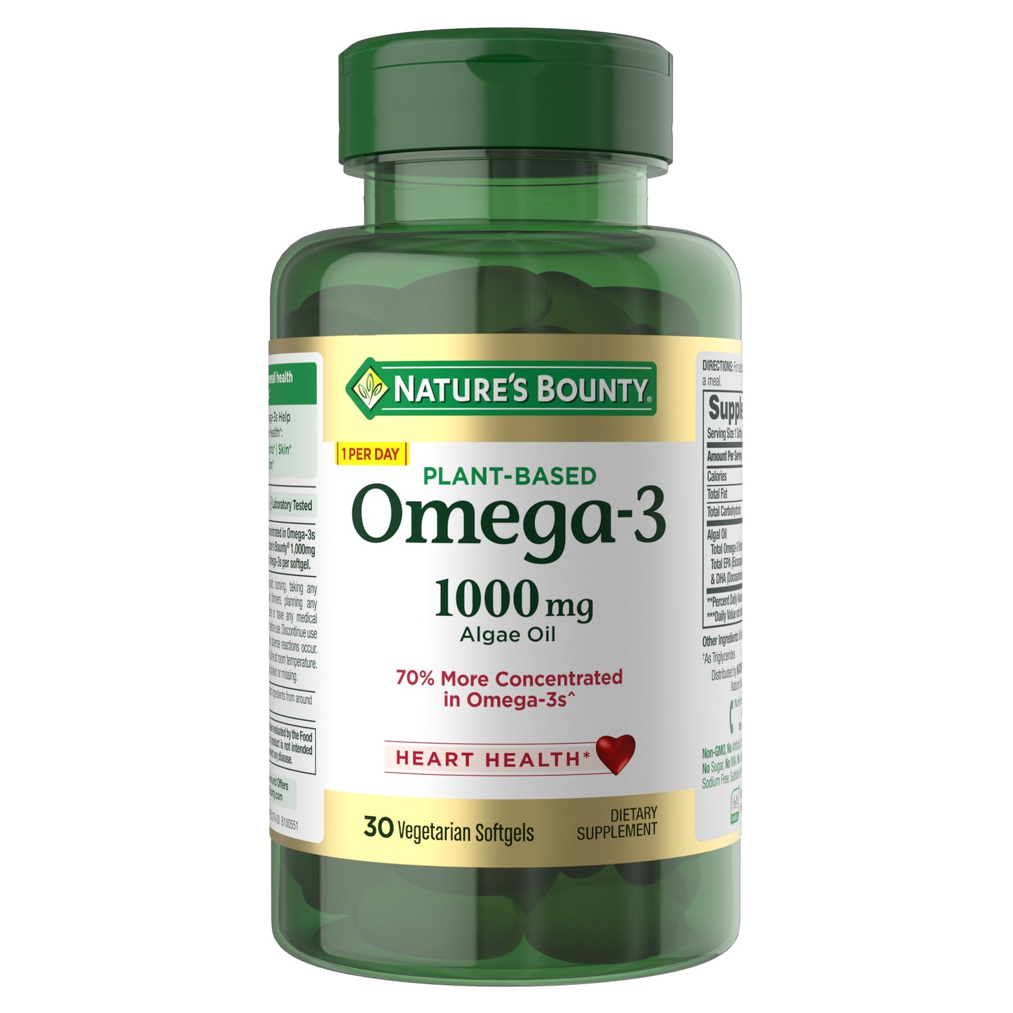 Nature's Bounty Omega-3 Plant-Based Fatty Acid Supplement Softgels, 30 Count
