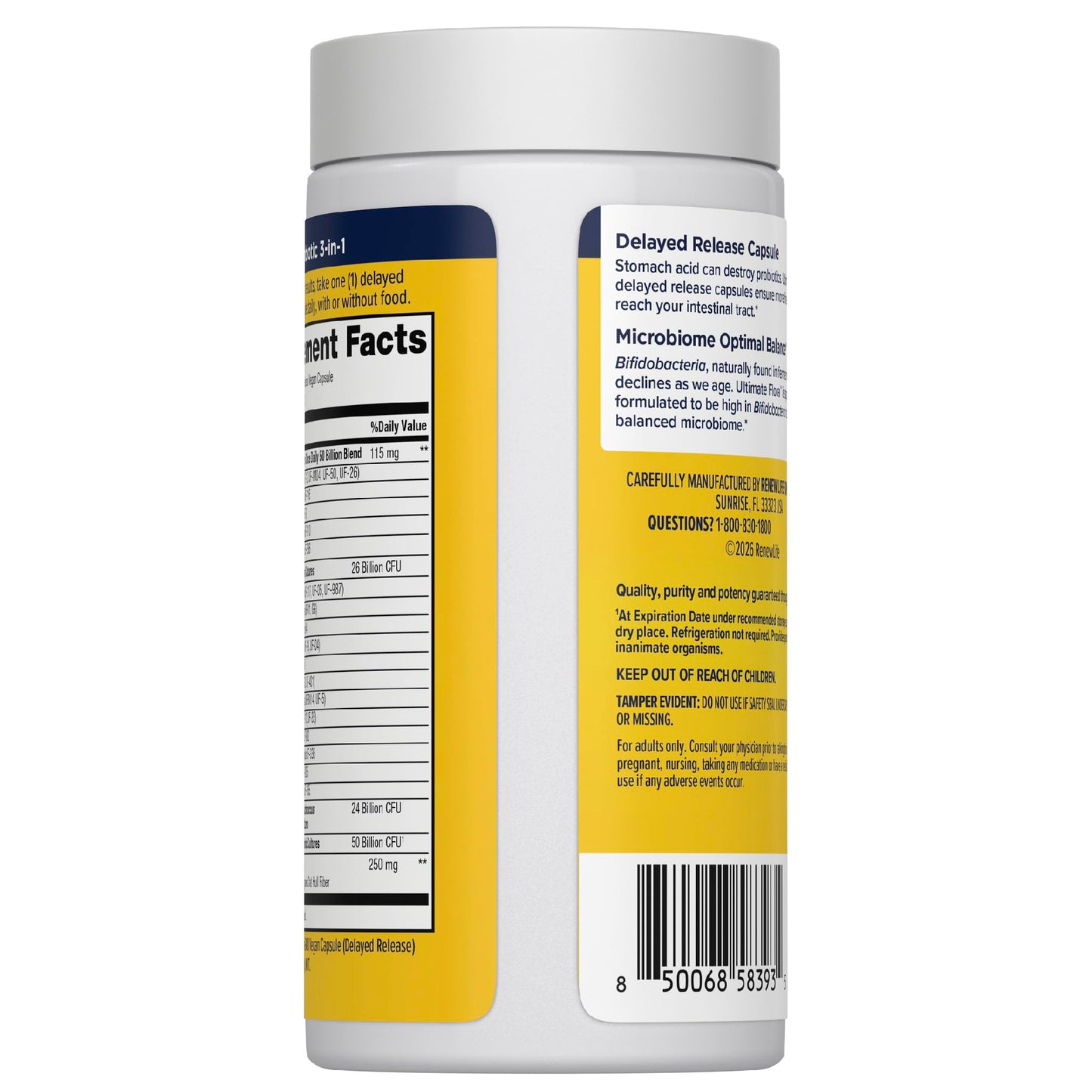 Renew Life Ultimate Flora Probiotic for Women with Prebiotics Capsules, 60 Count