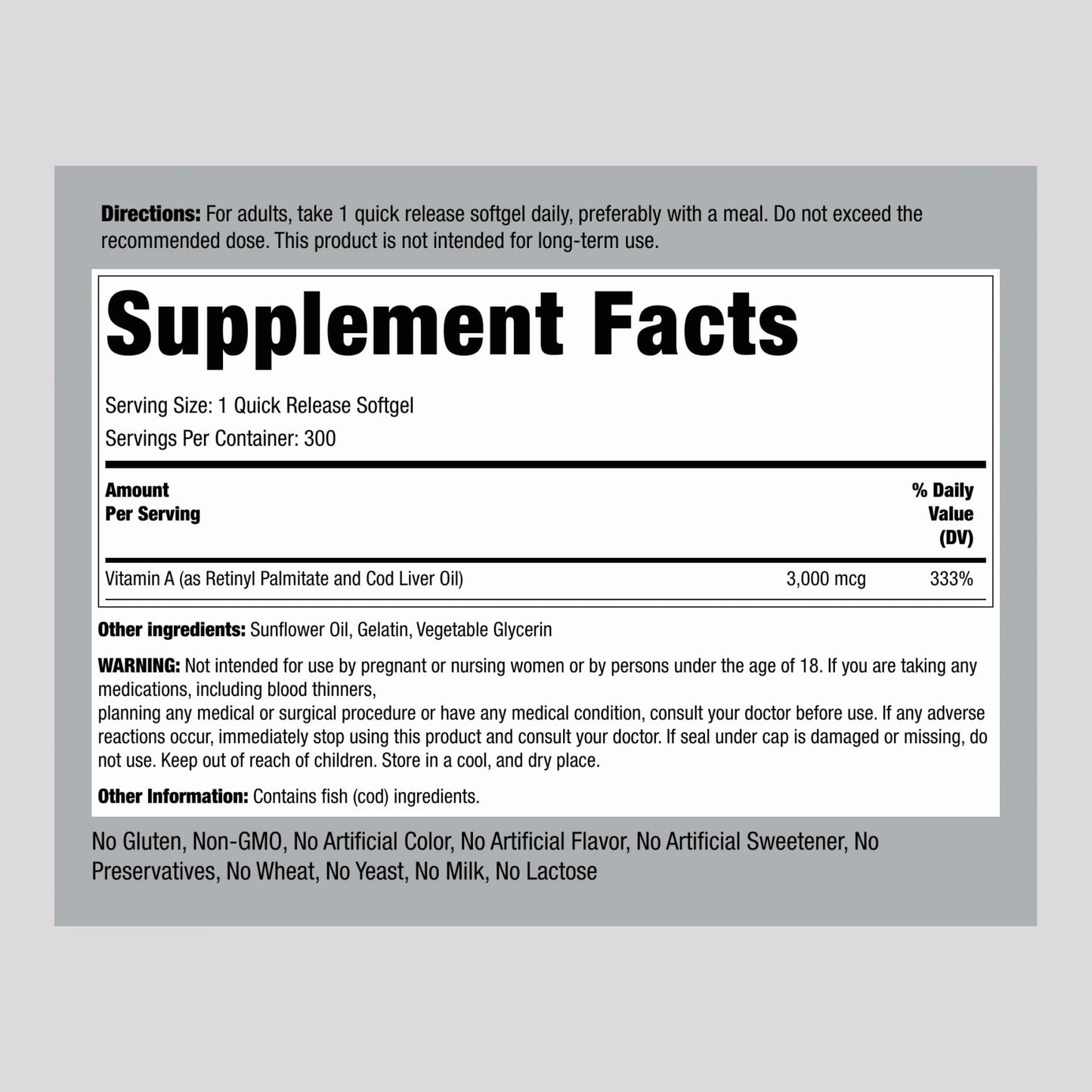 Piping Rock Vitamin A Softgels 300 Count