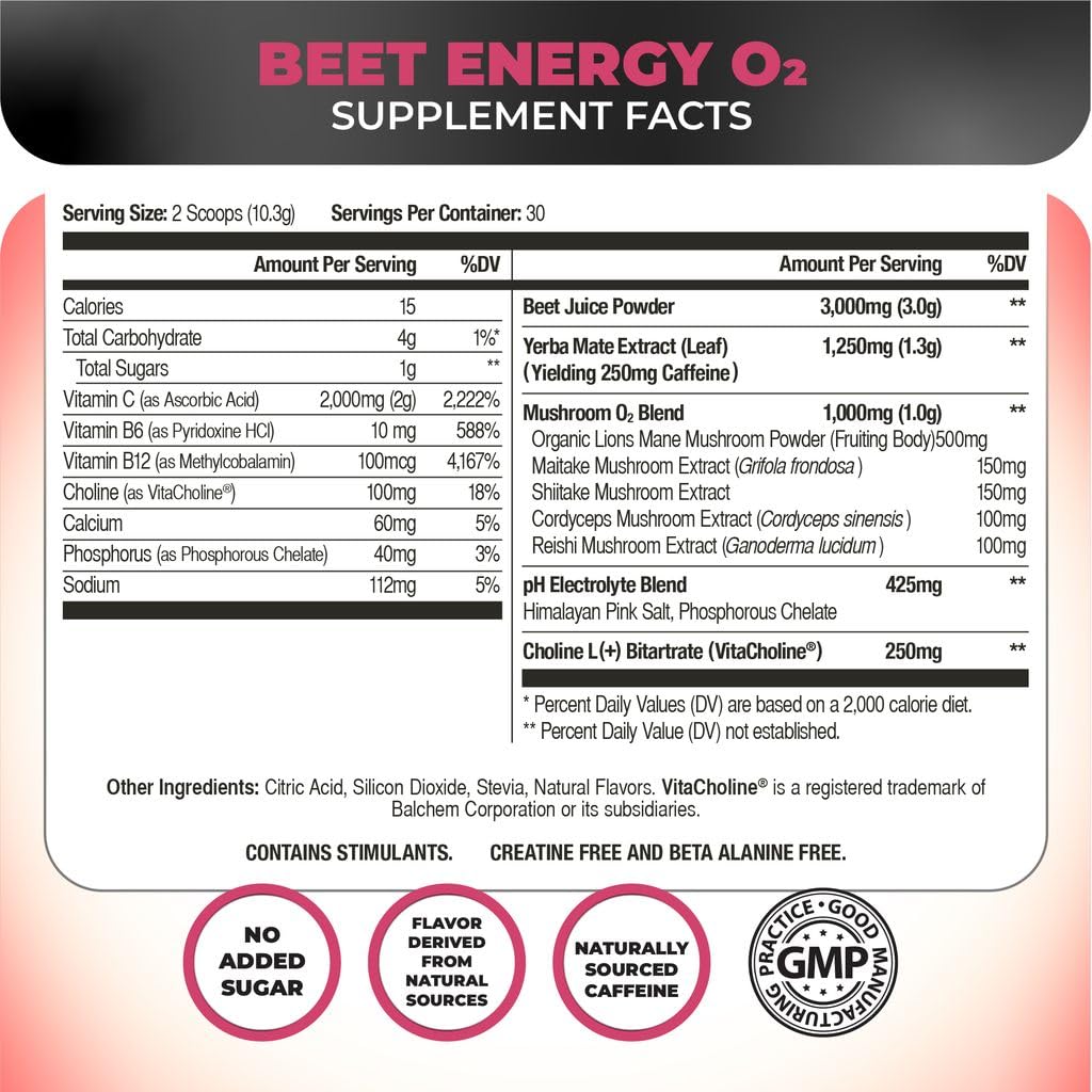 Nutrology Beet Energy O2 Pre Workout Beet Juice Powder, 11.6 Ounces