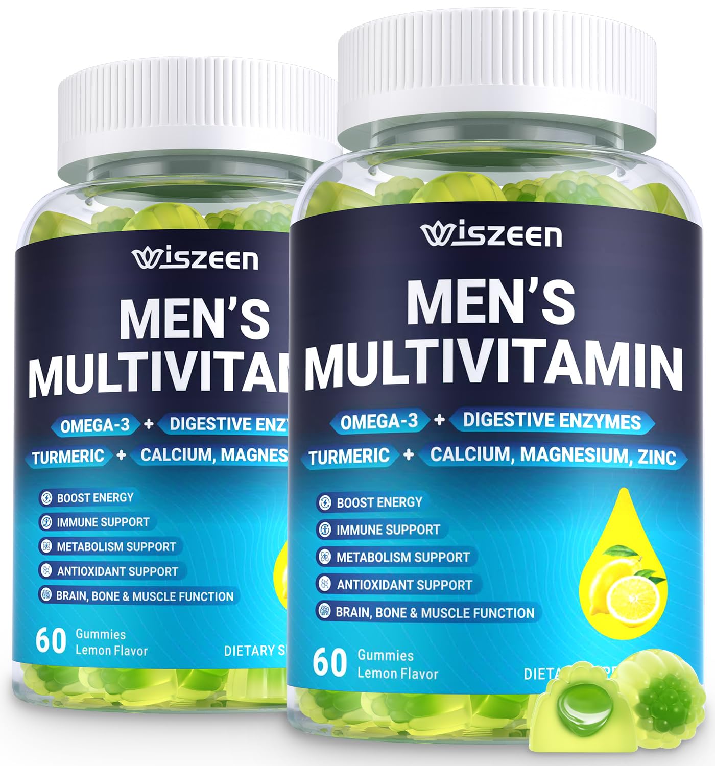 Wiszeen Mens Multivitamins Gummies, Methylated Multivitamin with Vitamins A C D K E, 120 Gummies