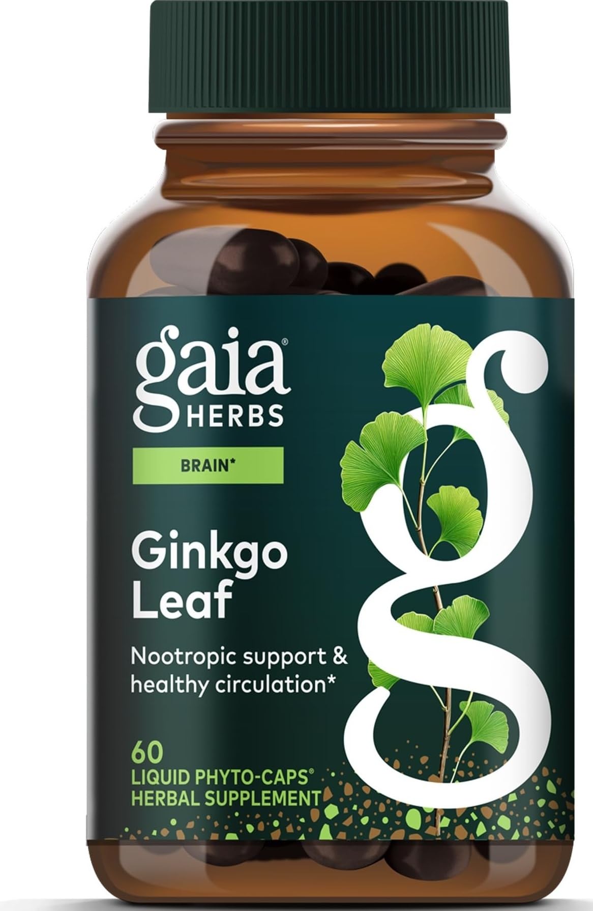 Gaia Herbs Ginkgo Leaf Herbal Supplement Capsules 60 Count