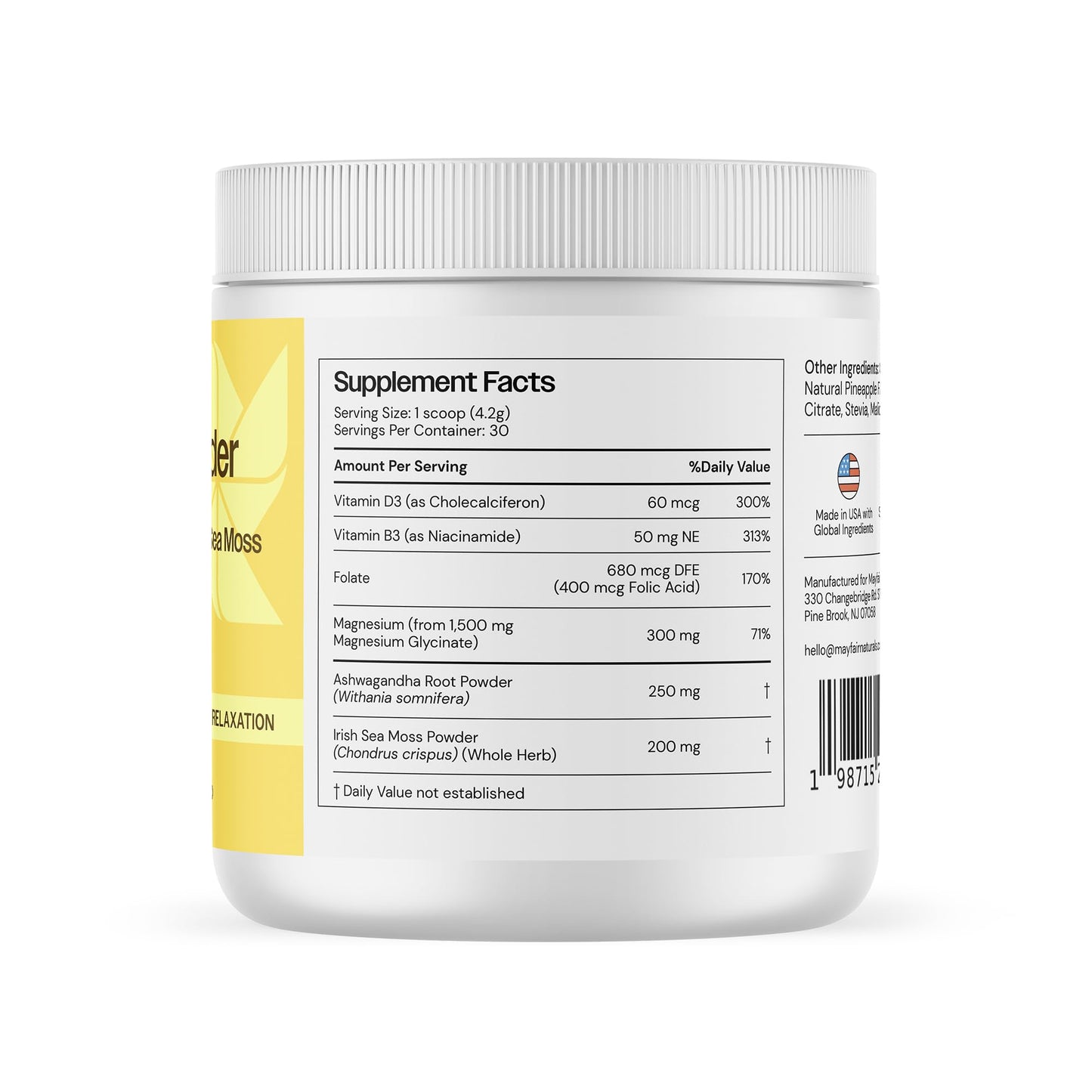 Mayfair Naturals Magnesium Glycinate Supplement Powder, 4.4 oz