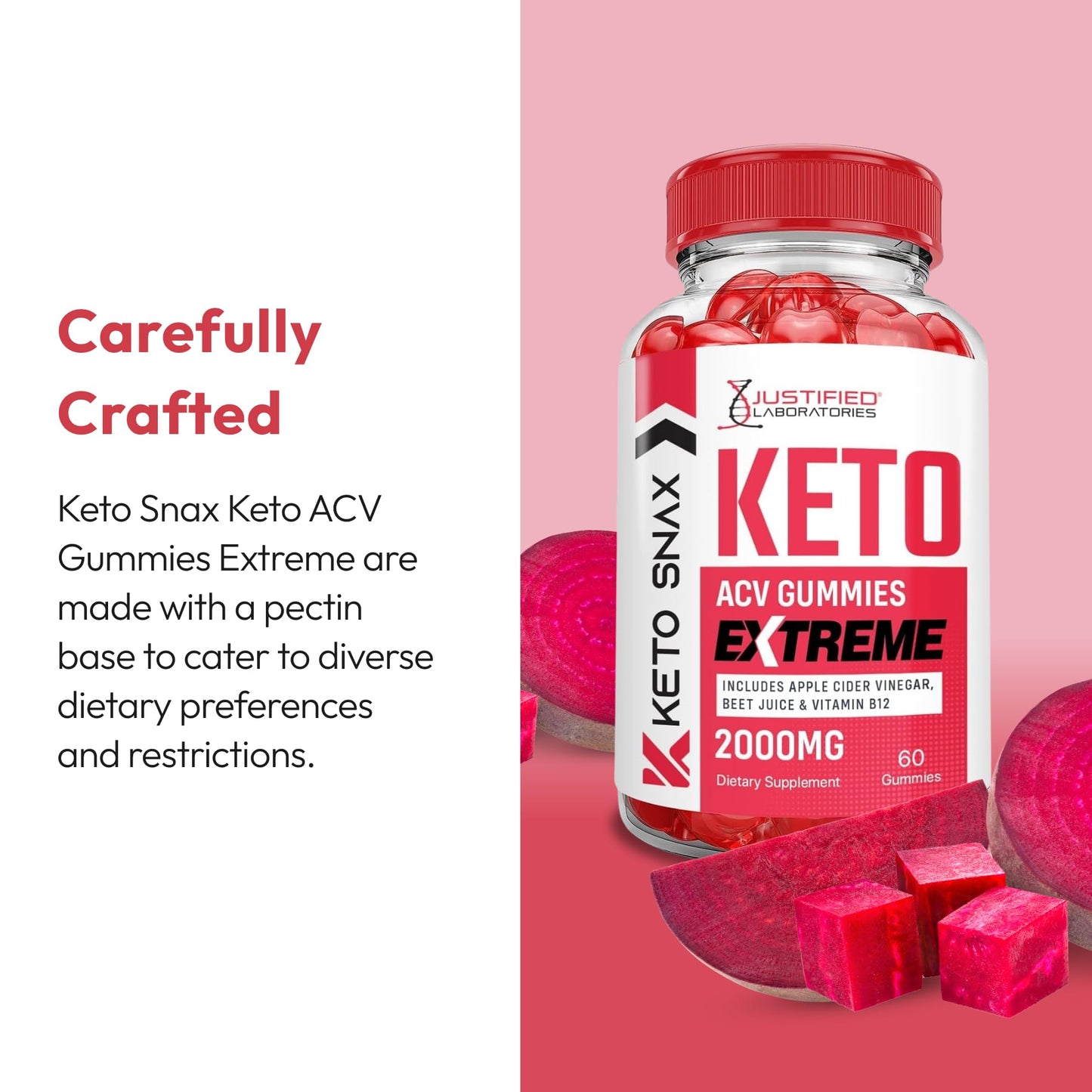 Justified Laboratories Keto Snax Keto ACV Extreme (2000 mg) Gummies 180 Count