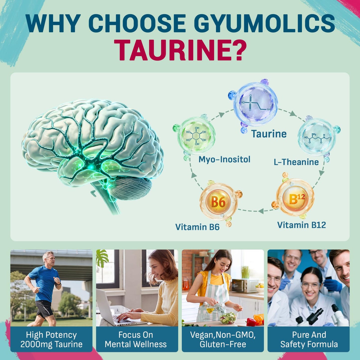Gyumolics Taurine 2000mg Capsules, 240 Capsules
