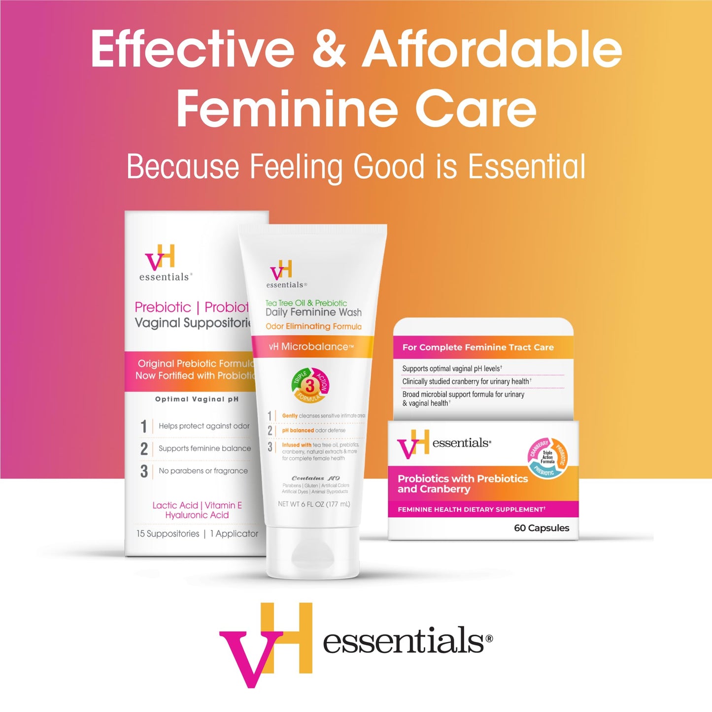 vH essentials Probiotics for Women with Prebiotics, Cranberry & Vitamin C, 120 Capsules